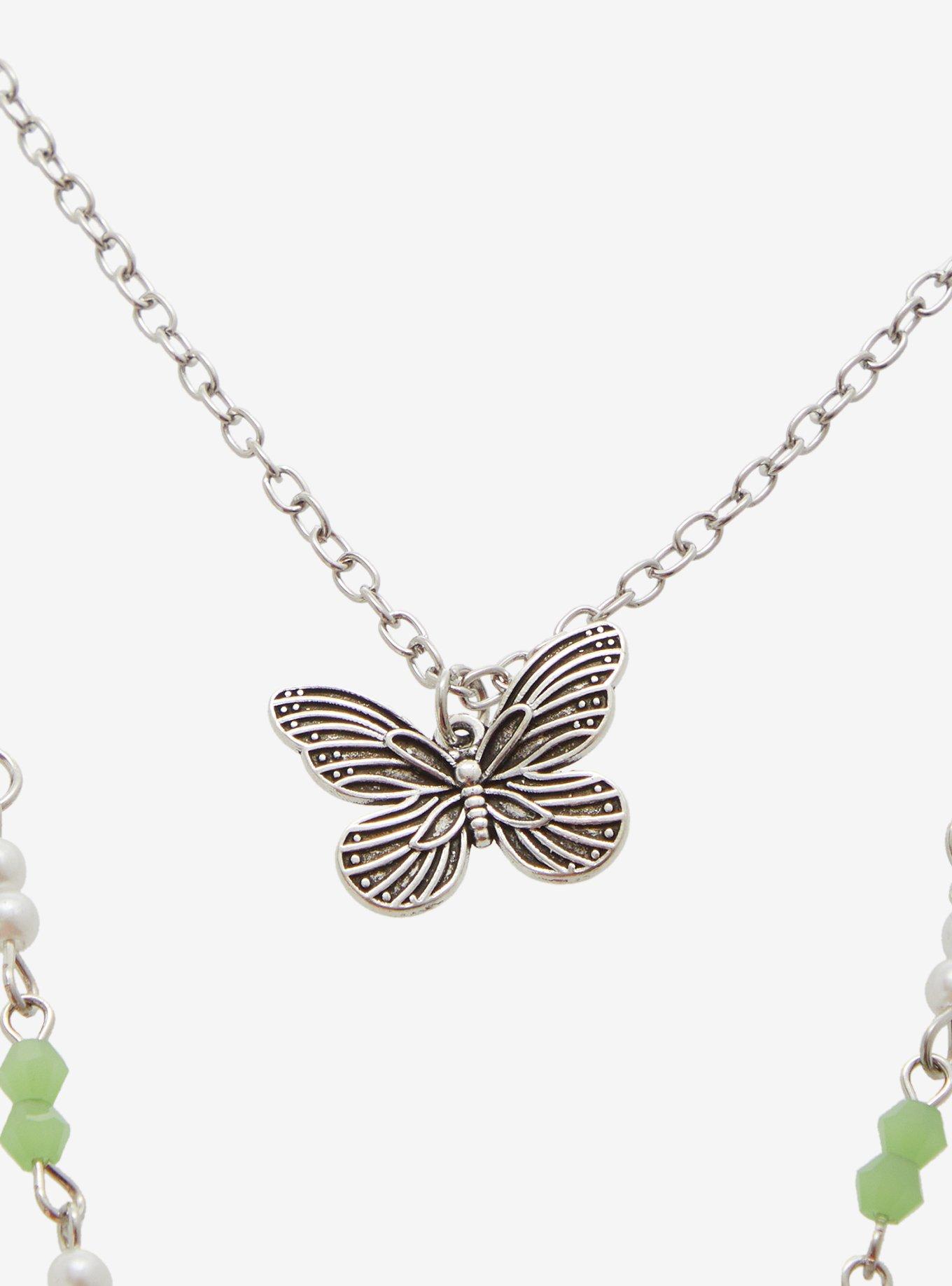 Thorn & Fable Butterfly Flower Layered Necklace, , alternate