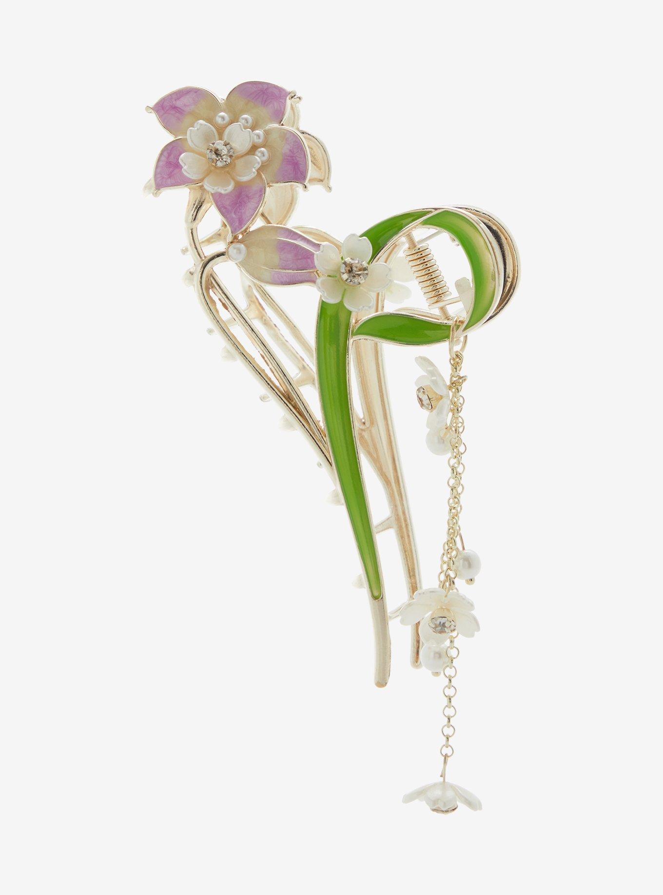 Thorn & Fable Purple Lily Claw Hair Clip, , hi-res