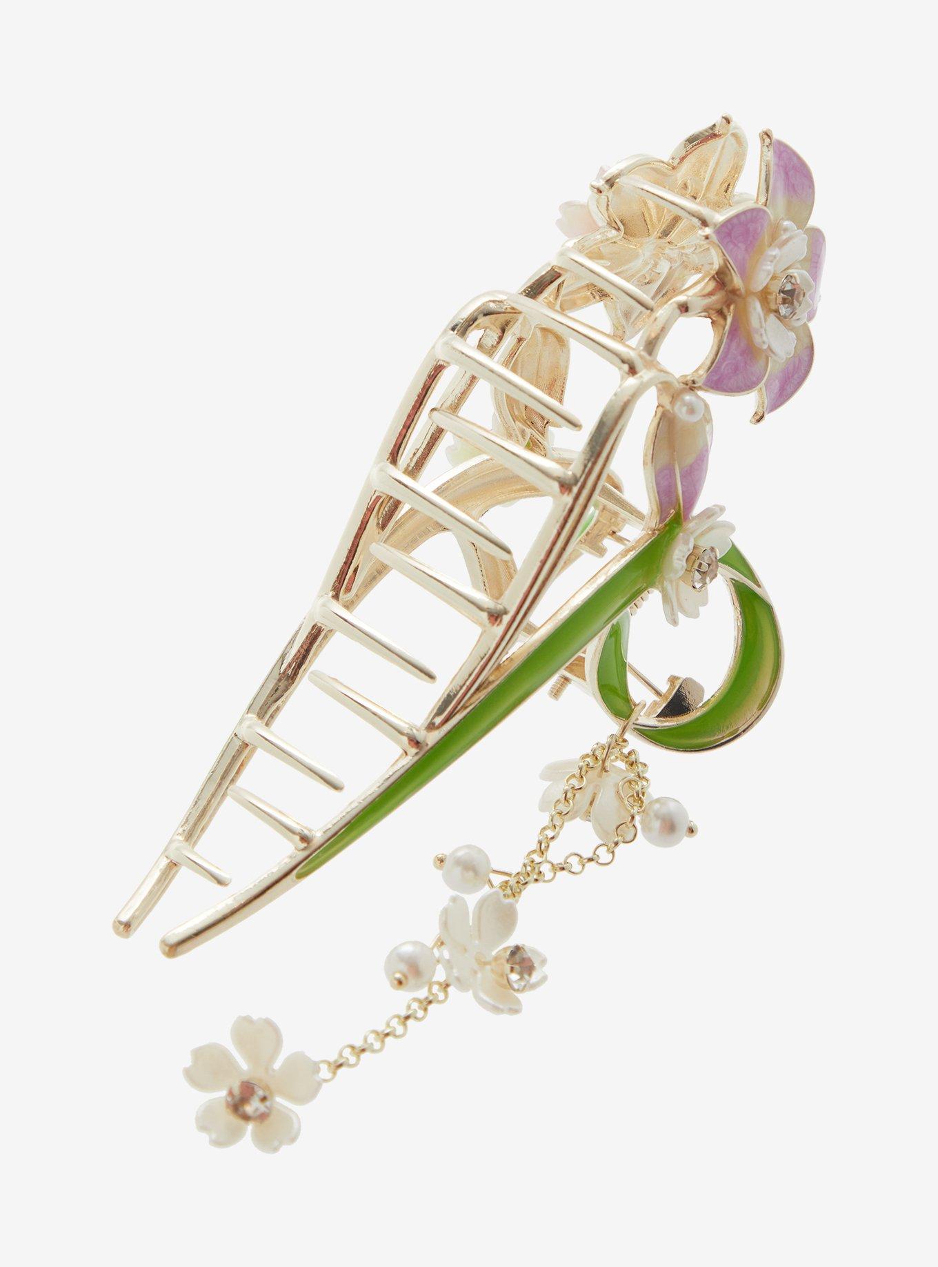 Thorn & Fable Purple Lily Claw Hair Clip, , alternate