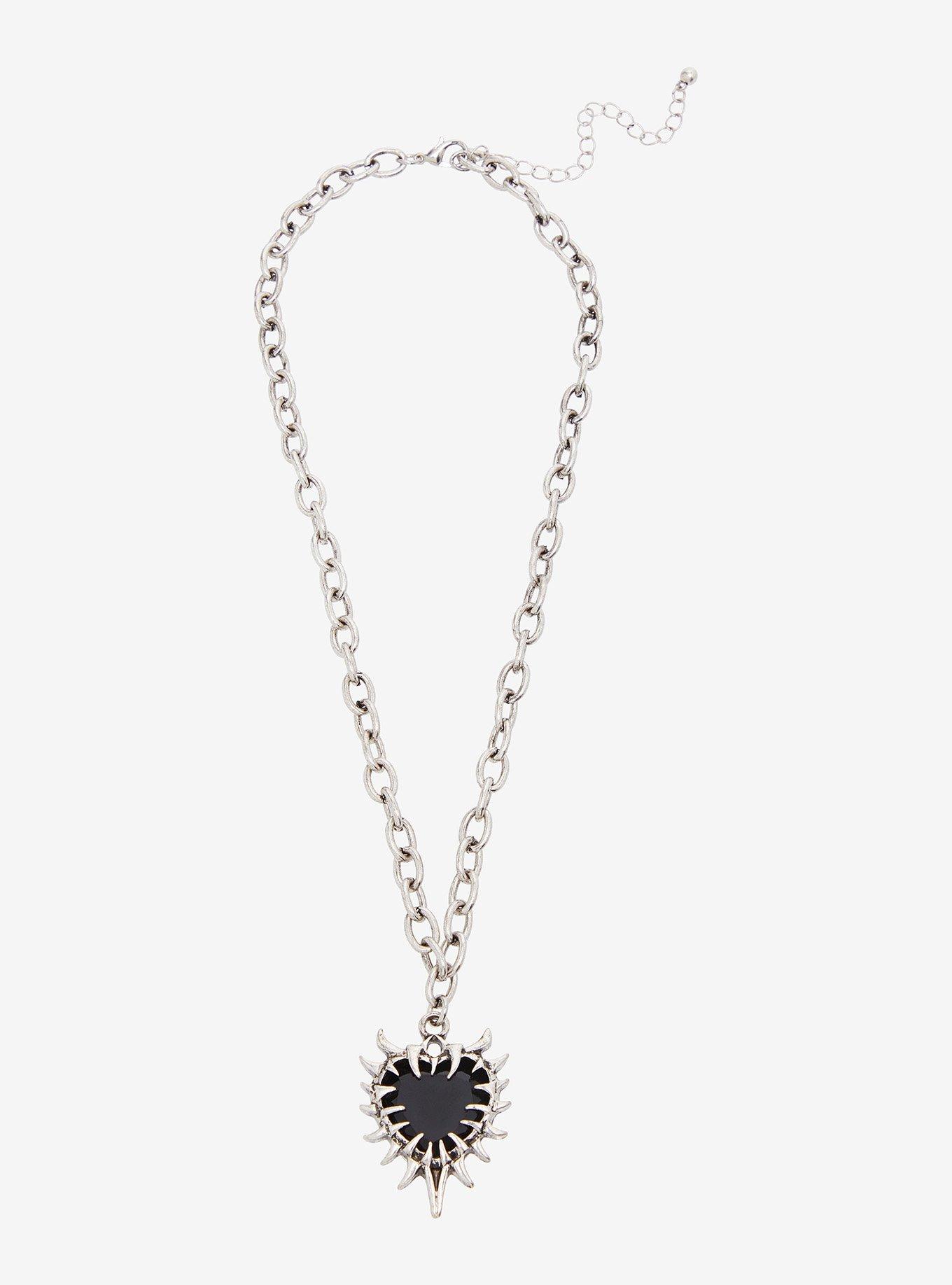 Social Collision Spike Heart Necklace, , hi-res