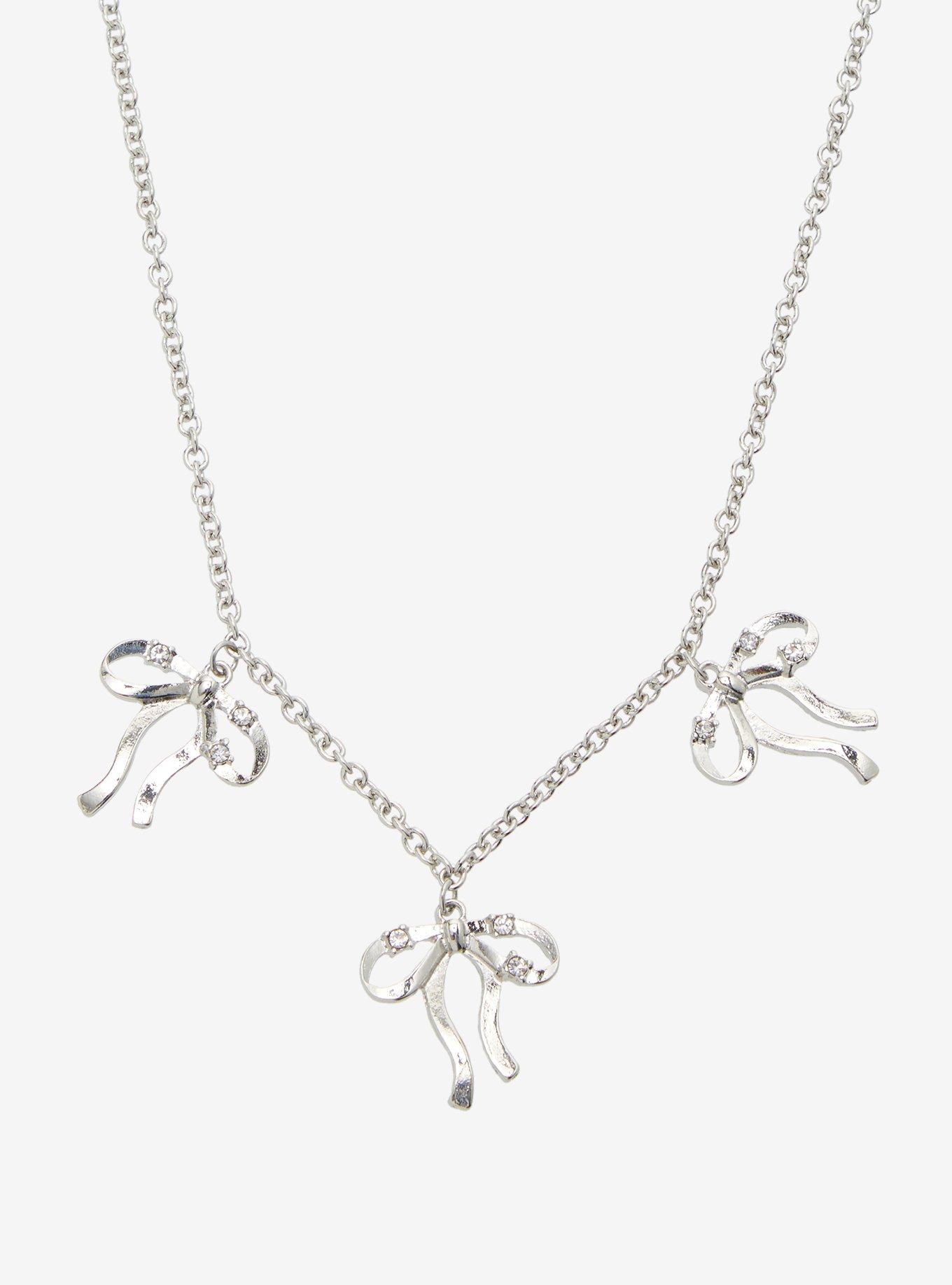 Social Collision Bow Bling Necklace, , alternate
