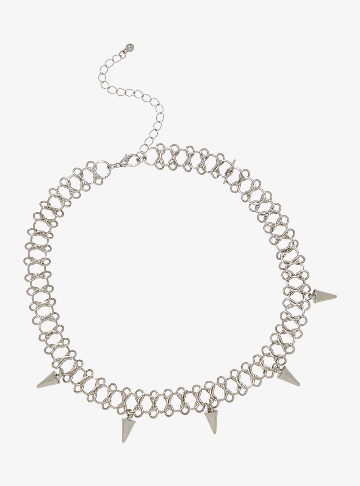 Social Collision Spike Tattoo Chain Choker, , alternate