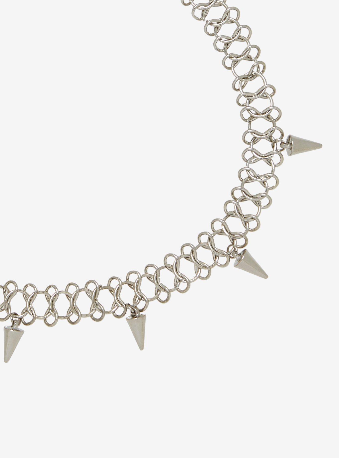 Social Collision Spike Tattoo Chain Choker, , alternate