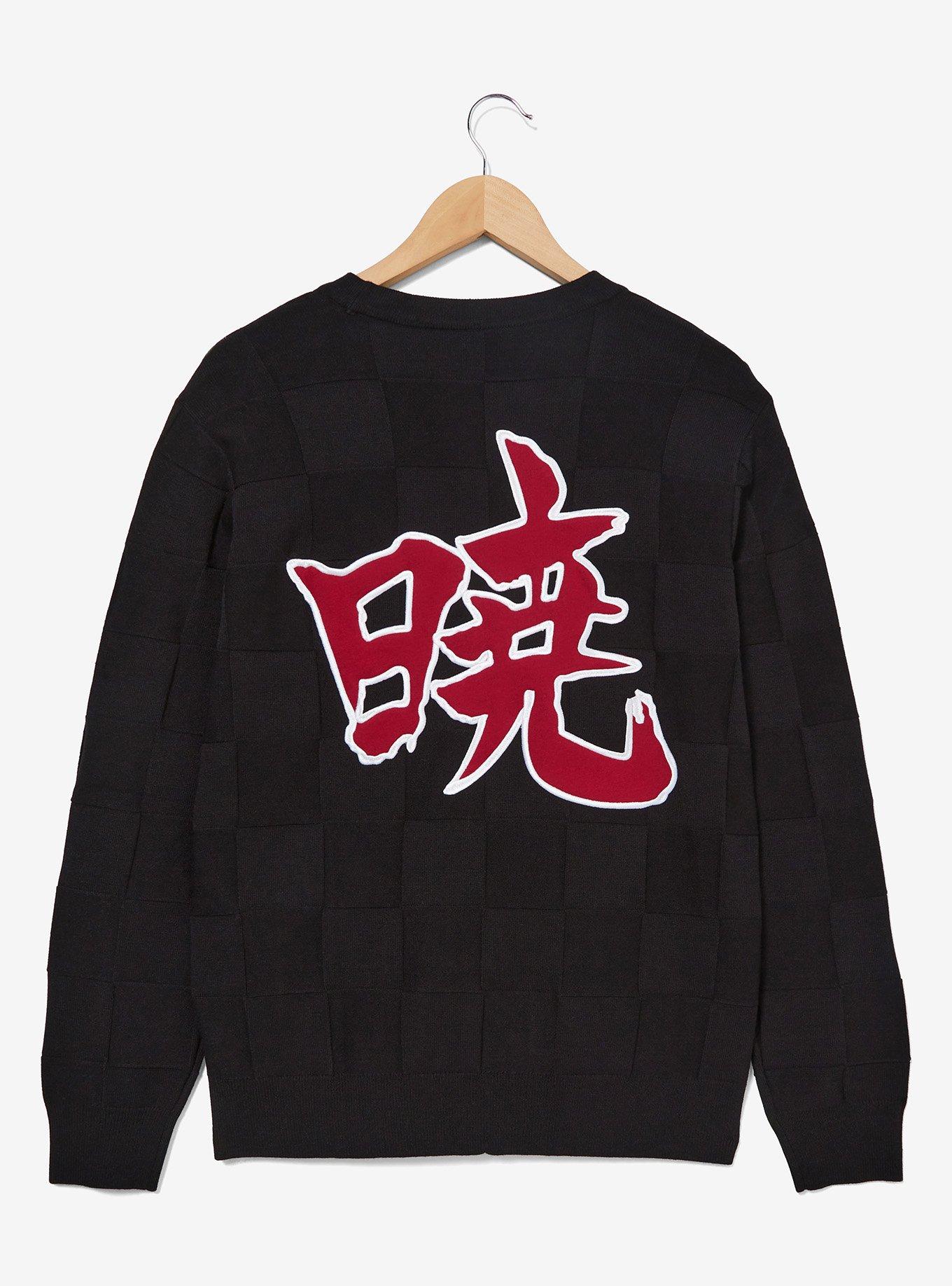 Naruto Shippuden Akatsuki Cloud Checkered Cardigan — BoxLunch Exclusive, BLACK  CHARCOAL, alternate