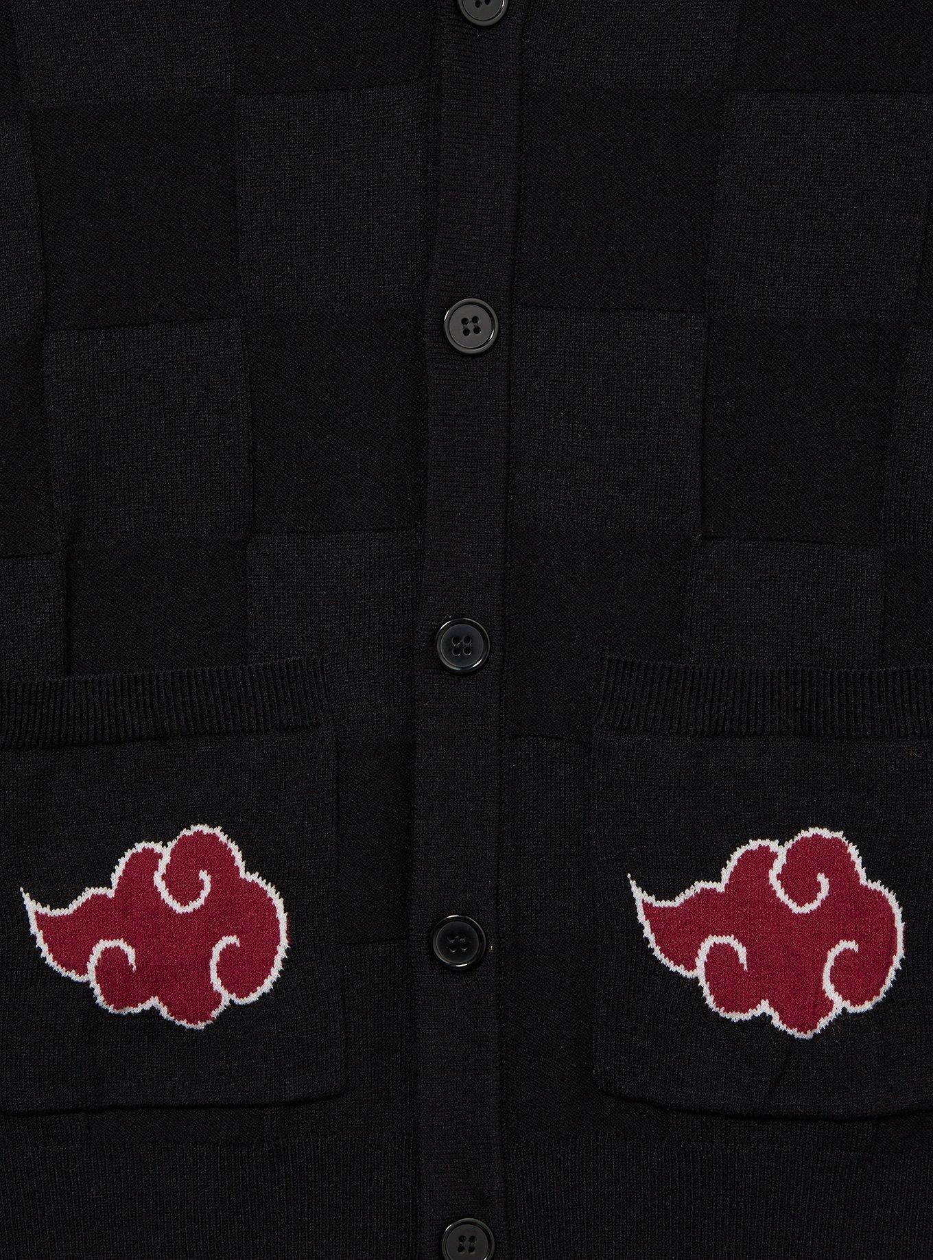 Naruto Shippuden Akatsuki Cloud Checkered Cardigan — BoxLunch Exclusive, BLACK  CHARCOAL, alternate