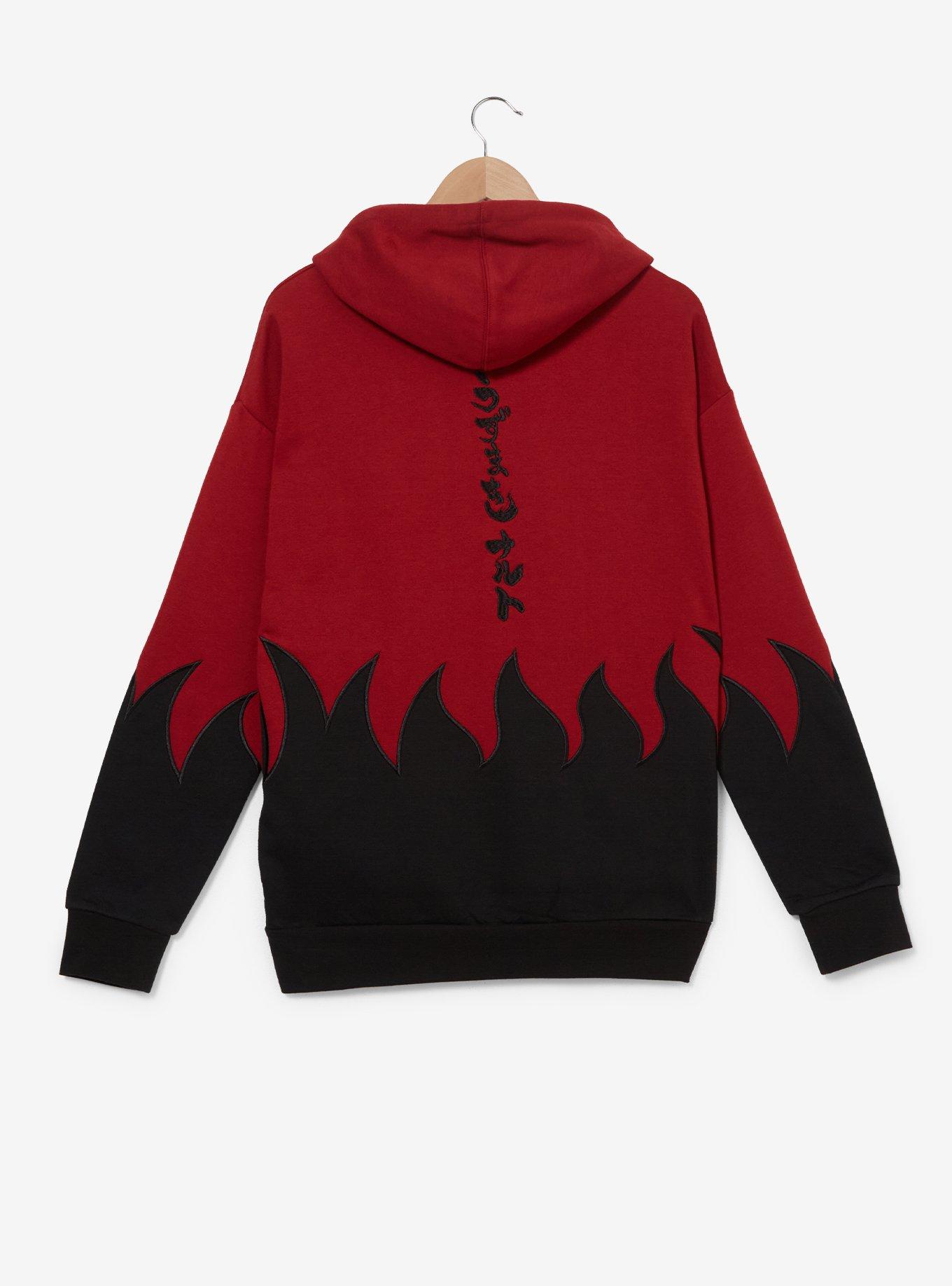 Naruto Shippuden Naruto Uzumaki Flame Hoodie &mdash; BoxLunch Exclusive, RED  BLACK, alternate