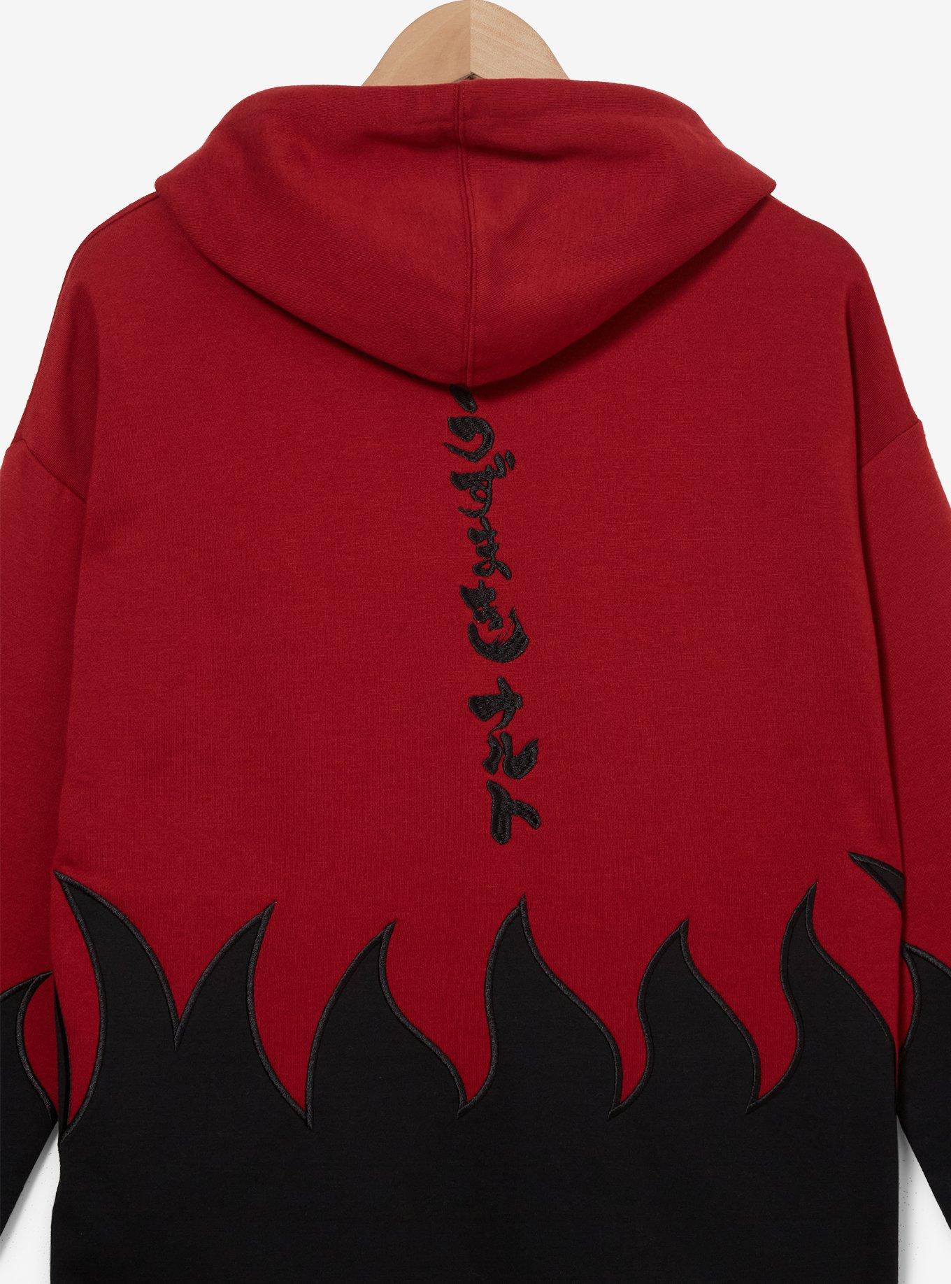 Naruto Shippuden Naruto Uzumaki Flame Hoodie &mdash; BoxLunch Exclusive, RED  BLACK, alternate