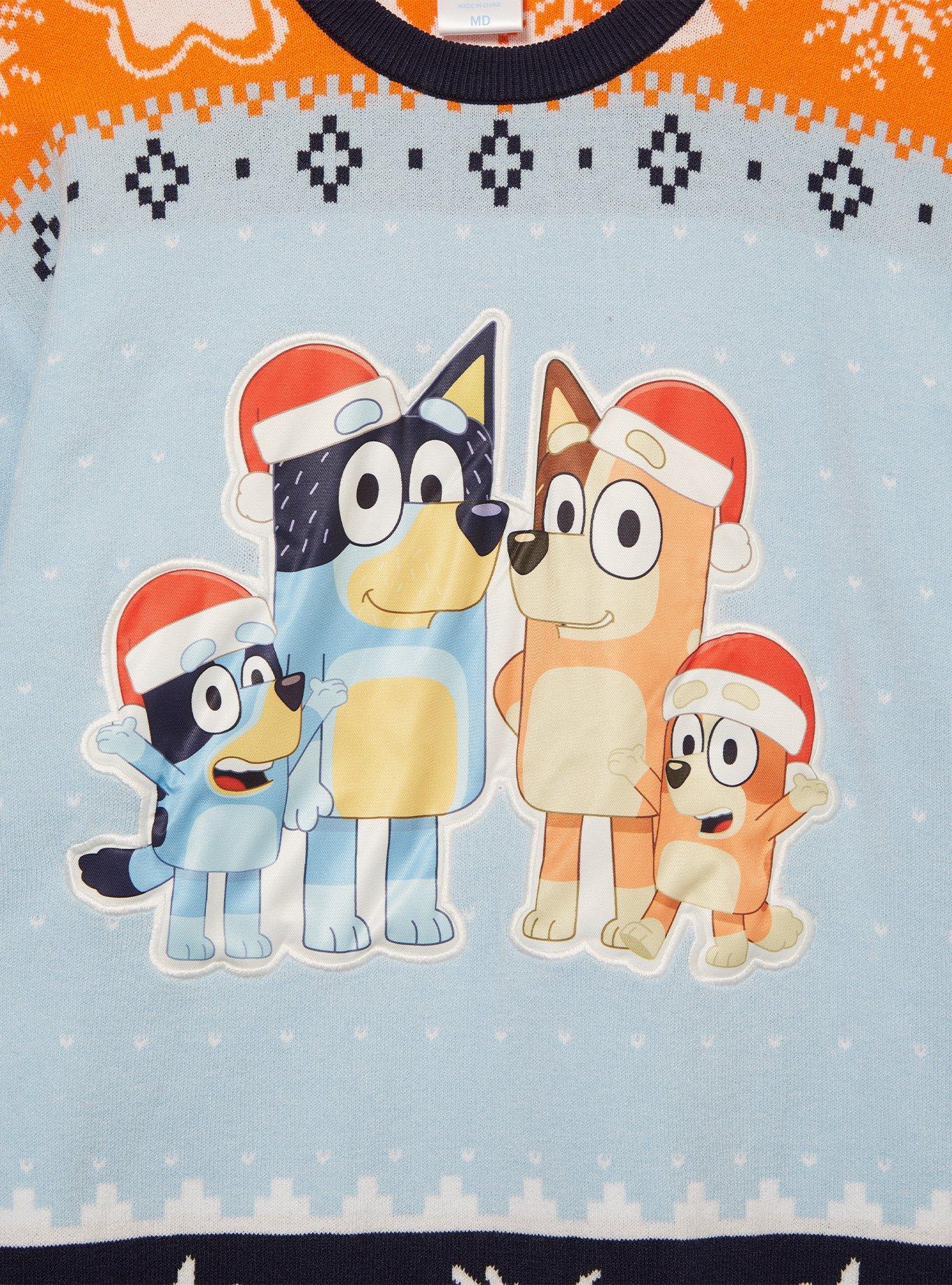 Bluey Heeler Family Santa Hat Holiday Sweater — BoxLunch Exclusive, BLUE, alternate