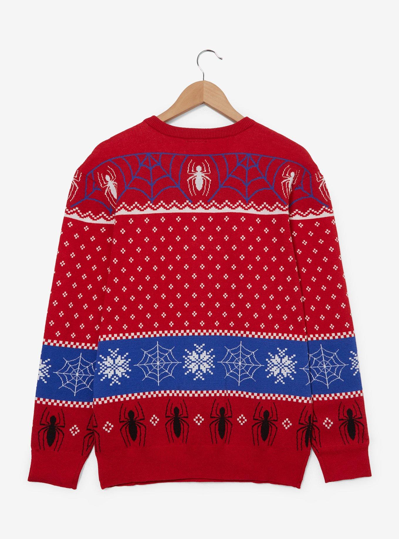 Marvel Spider-Man Santa Hat Holiday Sweater — BoxLunch Exclusive, RED, alternate