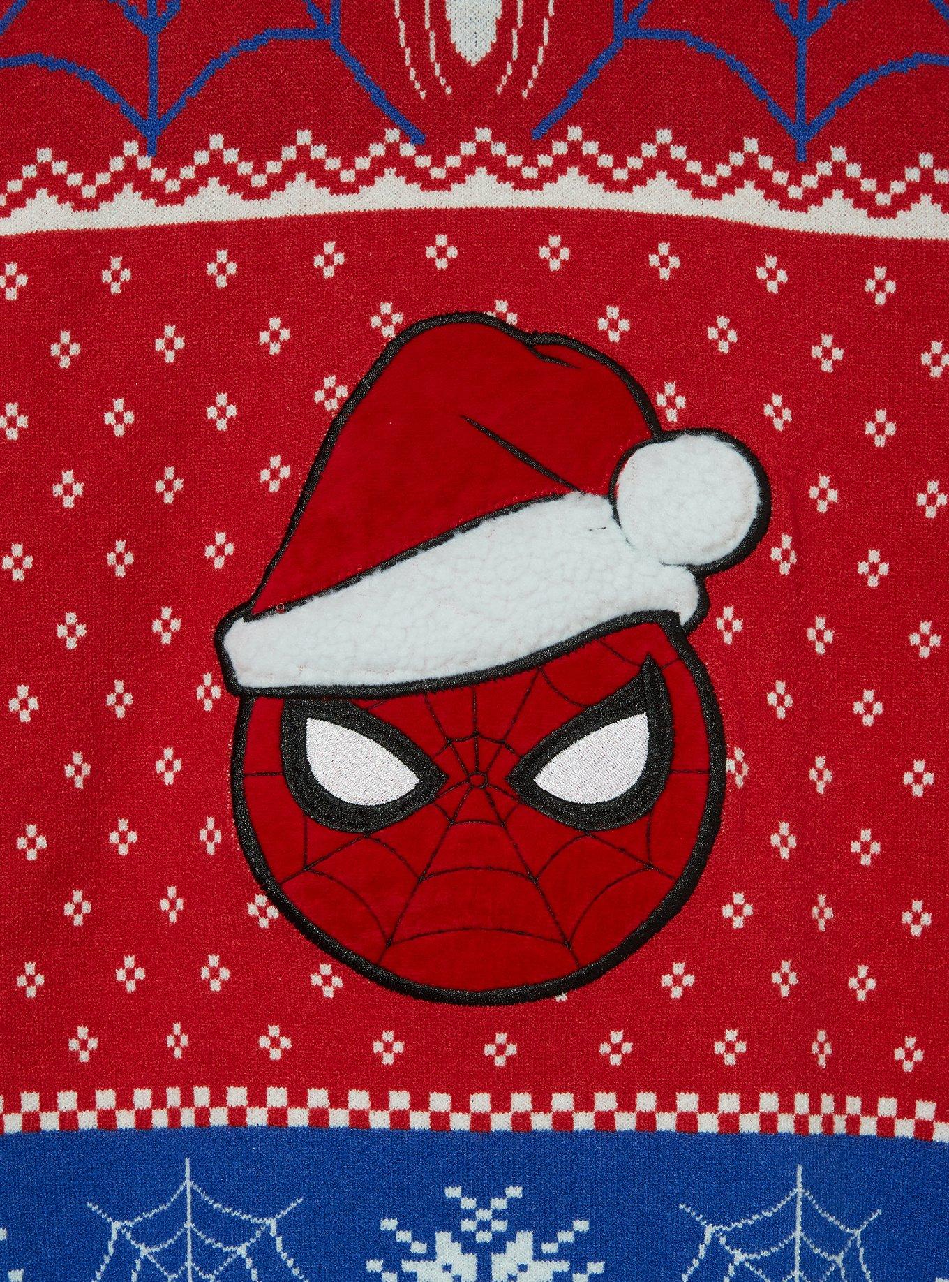 Marvel Spider-Man Santa Hat Holiday Sweater — BoxLunch Exclusive, RED, alternate