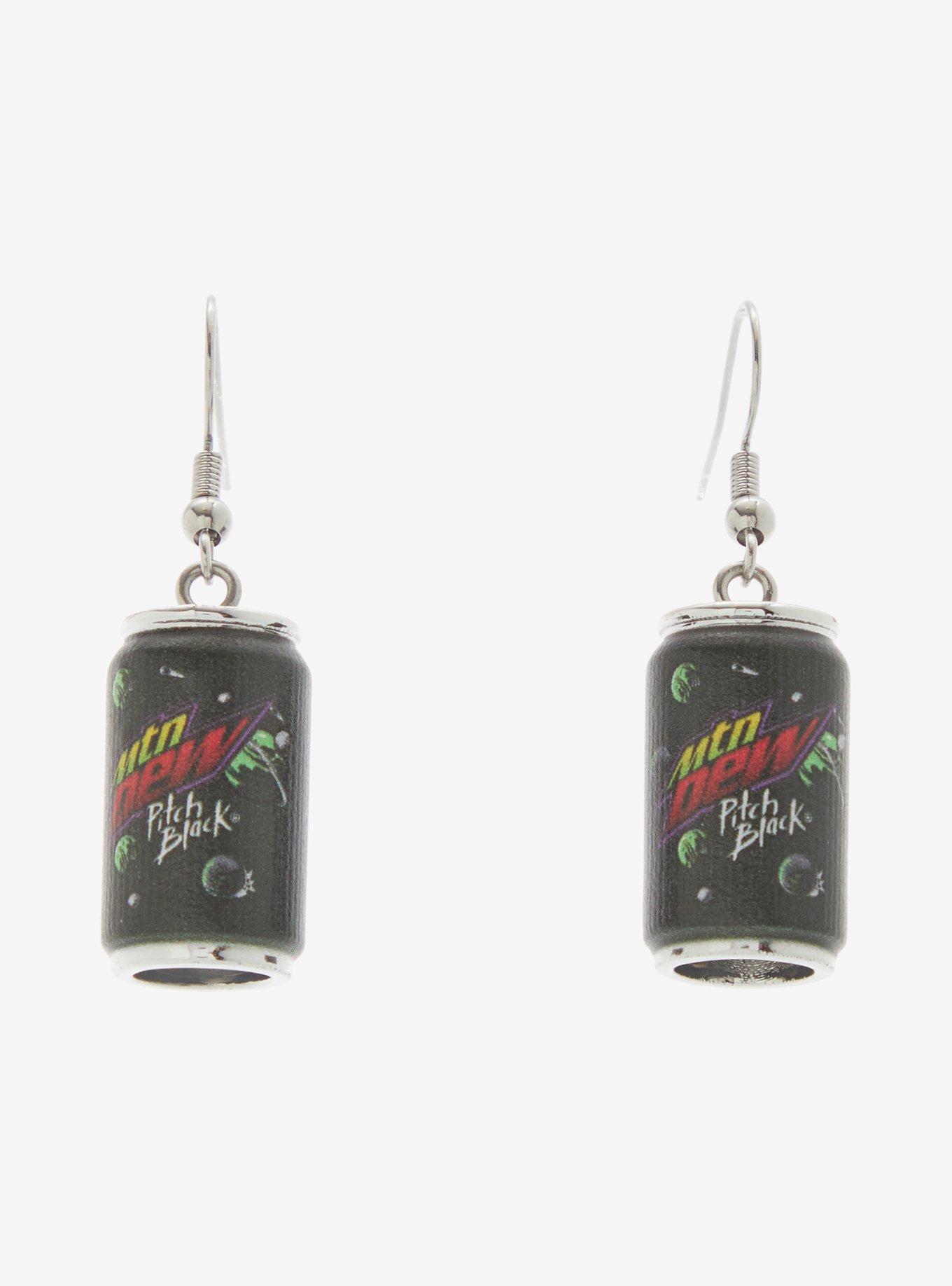 Mountain Dew Pitch Black Soda Can Drop Earrings