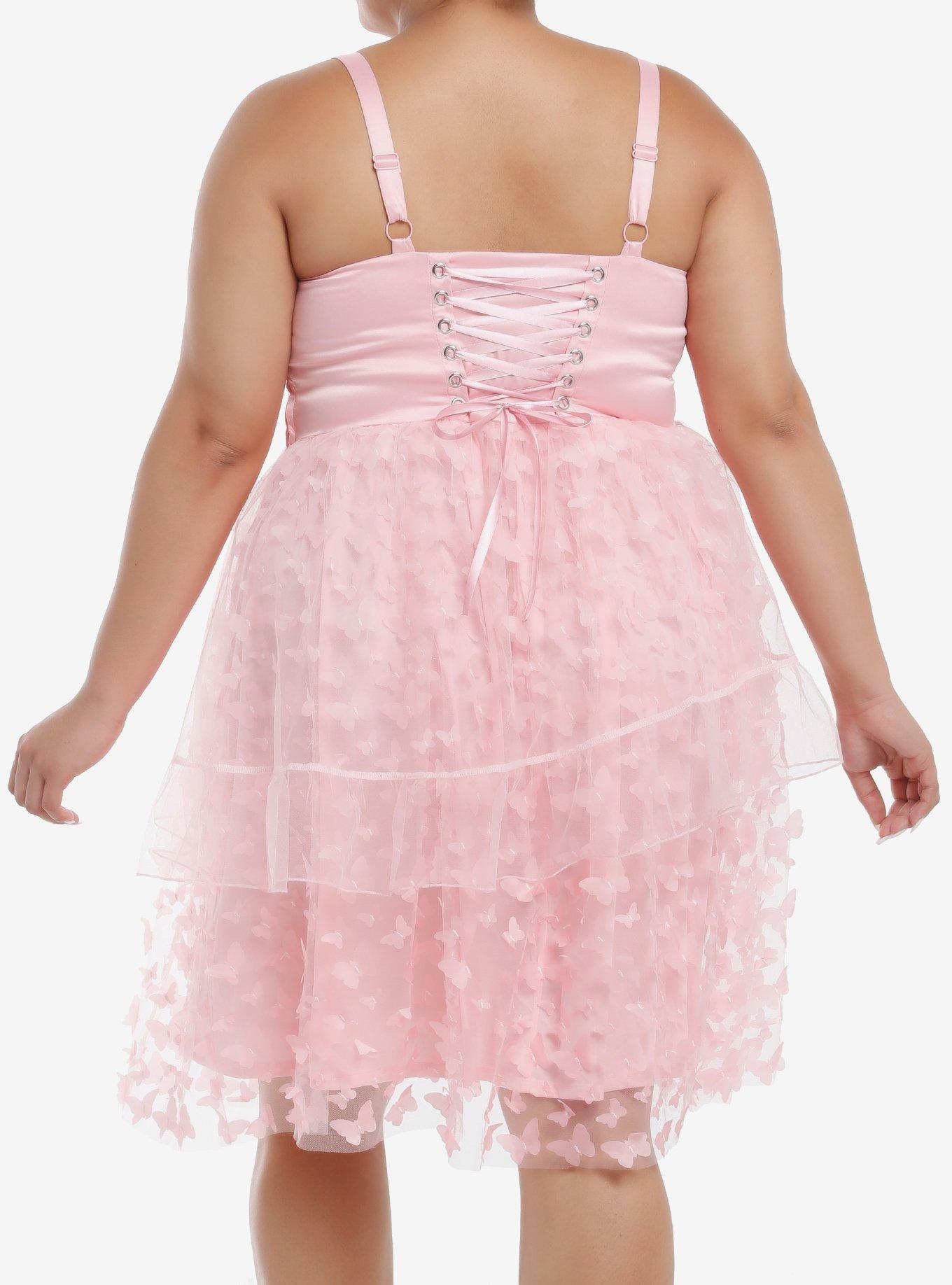 Wicked Glinda Ruffle Butterfly Dress Plus Size, PINK, alternate
