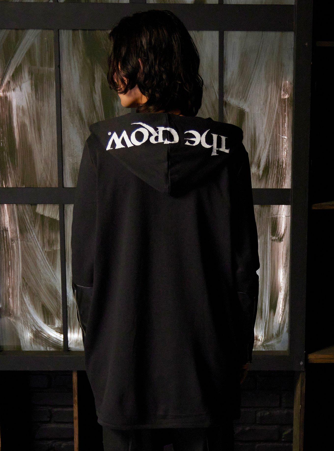 The Crow Logo Moto Hooded Cardigan, BLACK, alternate
