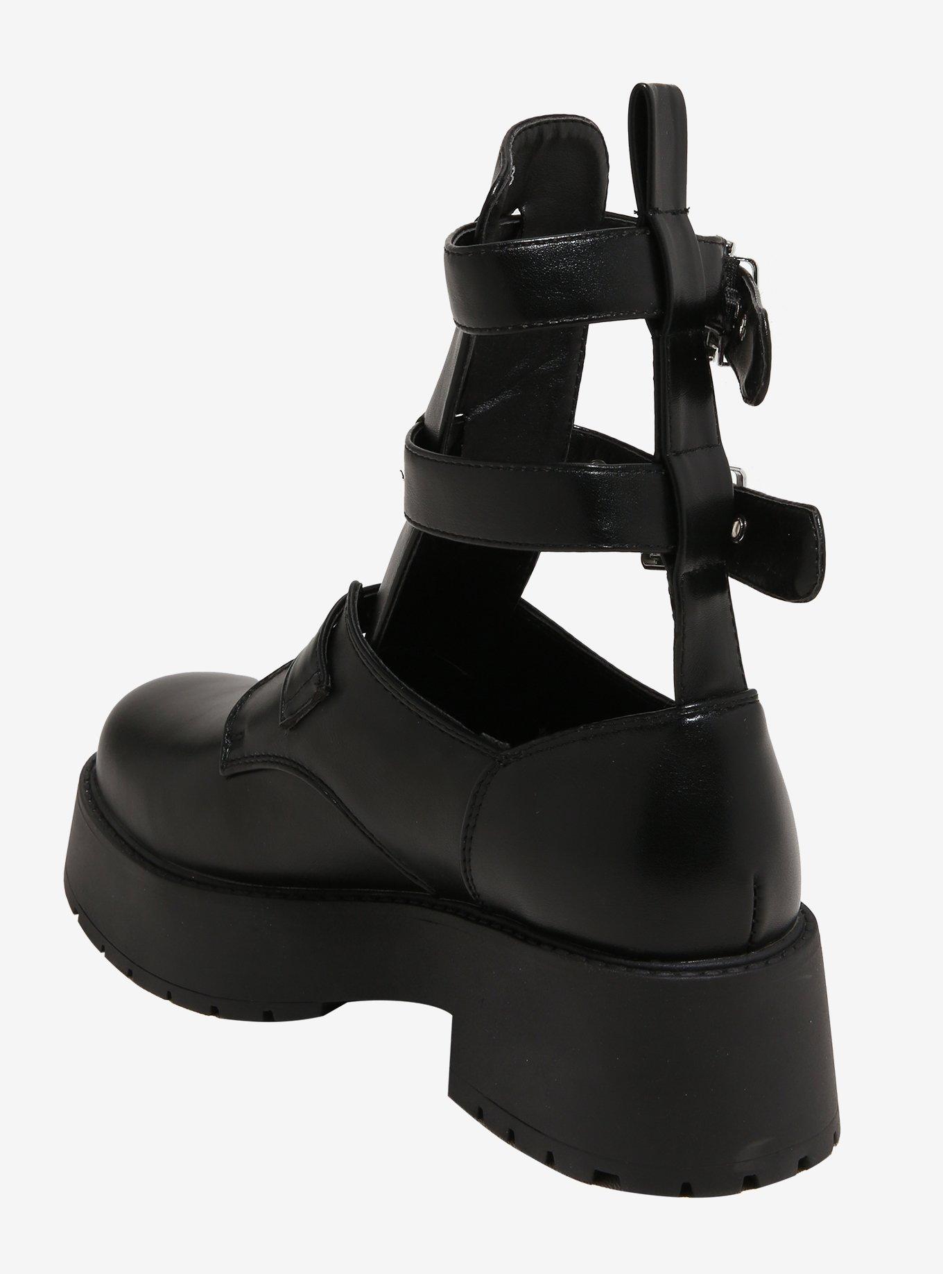 Raid London Black Strappy Buckle Cutout Boots, , hi-res