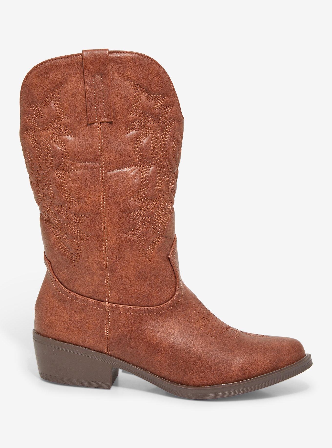 Yoki Brown Cowboy Boots, , hi-res