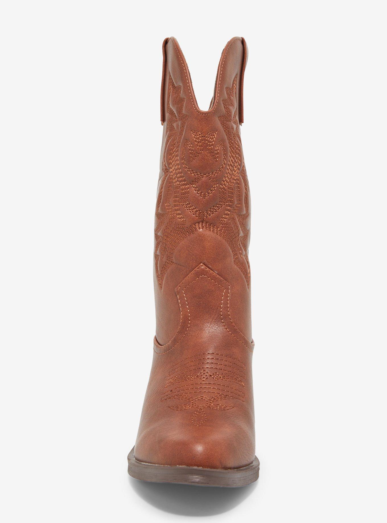 Yoki Brown Cowboy Boots, MULTI, alternate