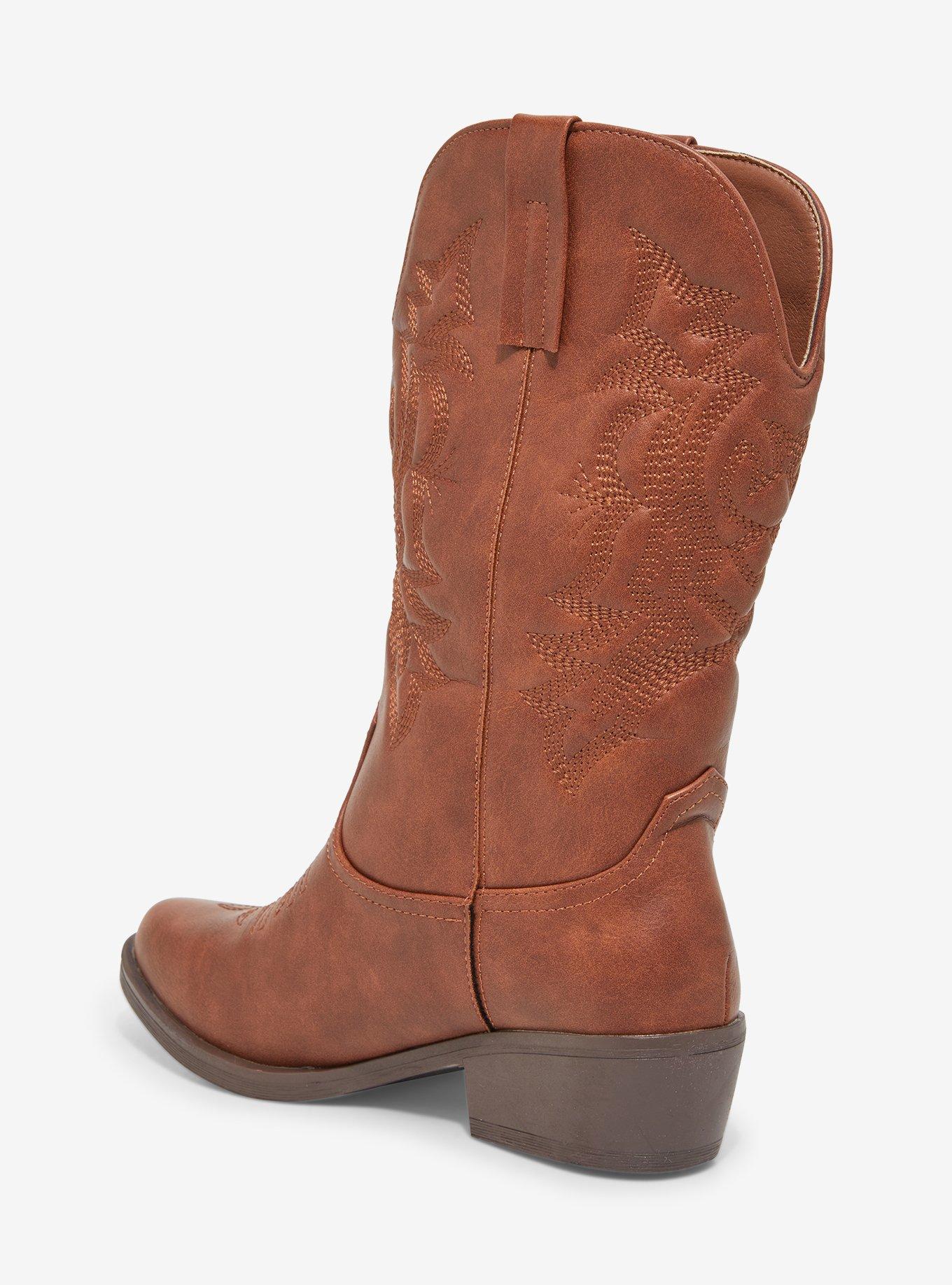 Yoki Brown Cowboy Boots, MULTI, alternate