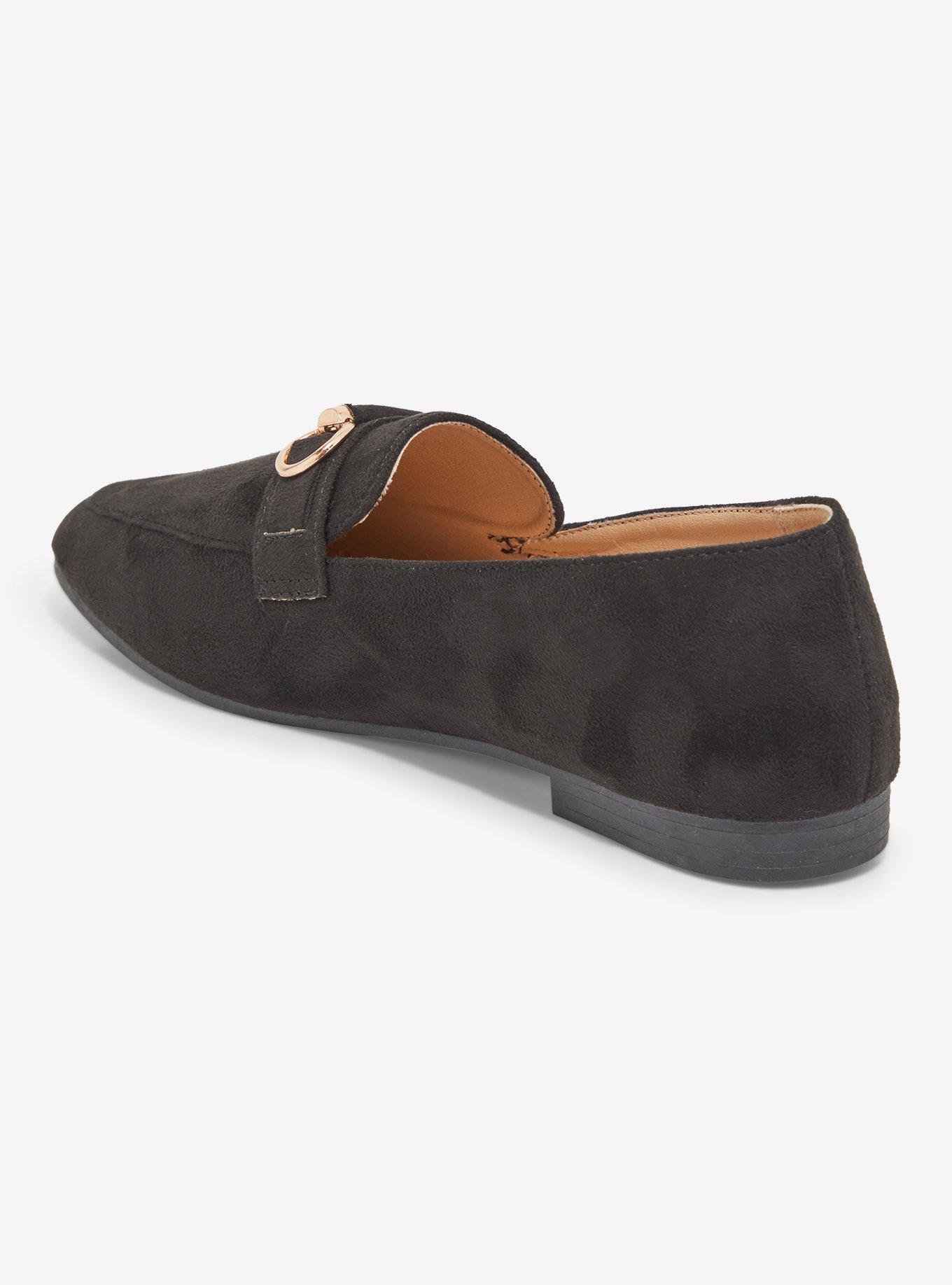 Yoki Black Gold Buckle Loafers