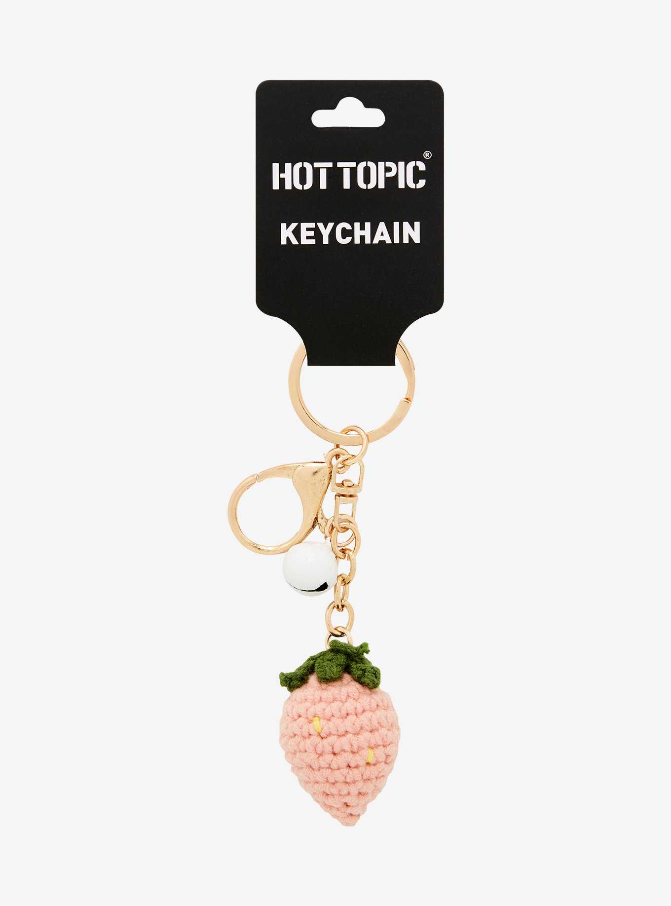 Crochet Strawberry Plush Key Chain, , hi-res