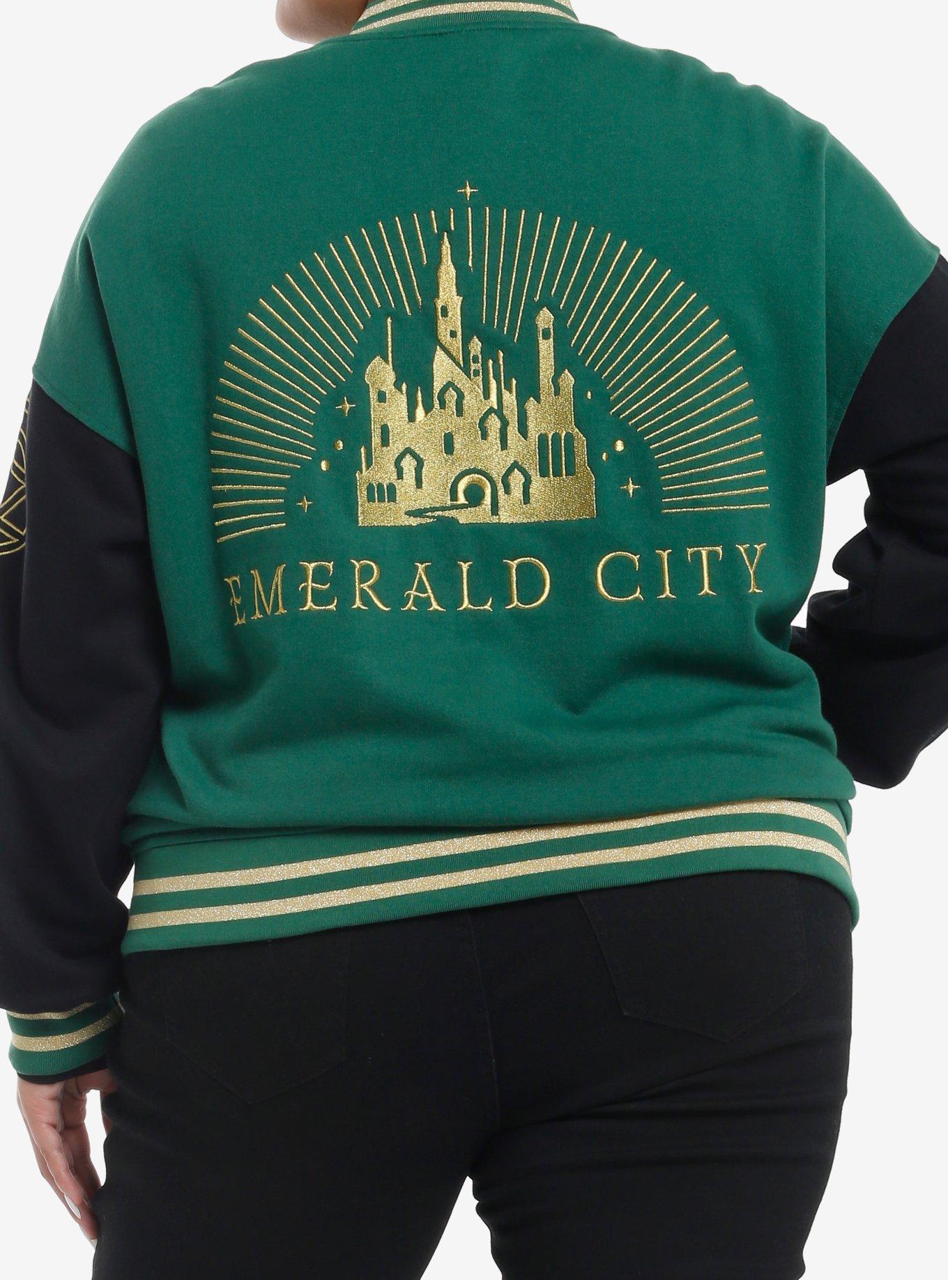 Wicked Emerald City Girls Oversized Varsity Jacket Plus Size, GOLD, alternate