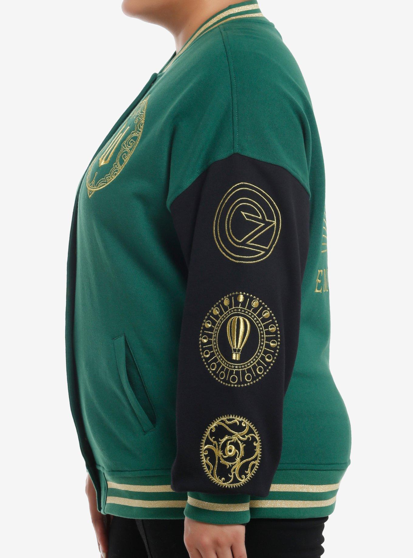 Wicked Emerald City Girls Oversized Varsity Jacket Plus Size, GOLD, alternate