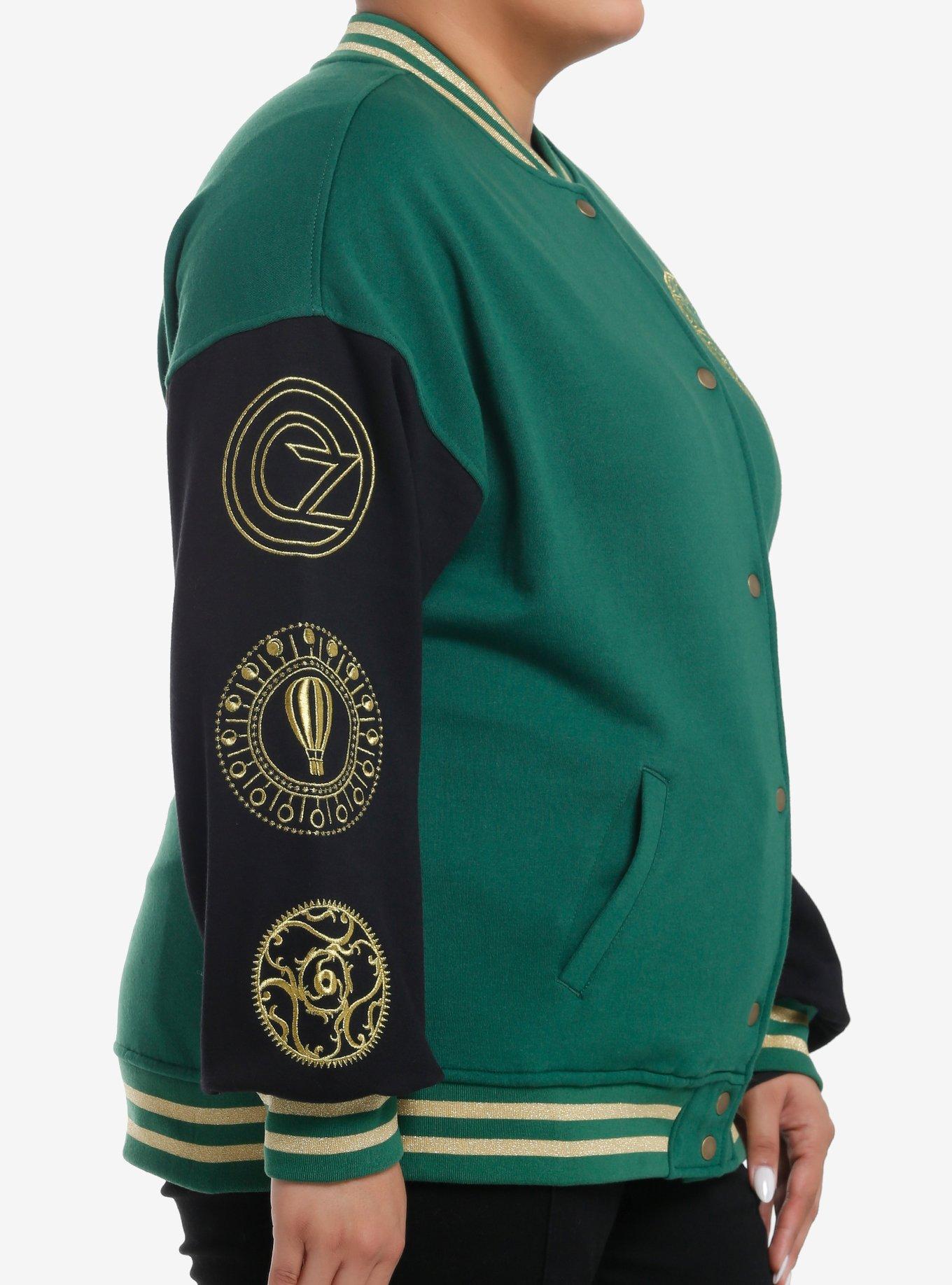 Wicked Emerald City Girls Oversized Varsity Jacket Plus Size, GOLD, alternate