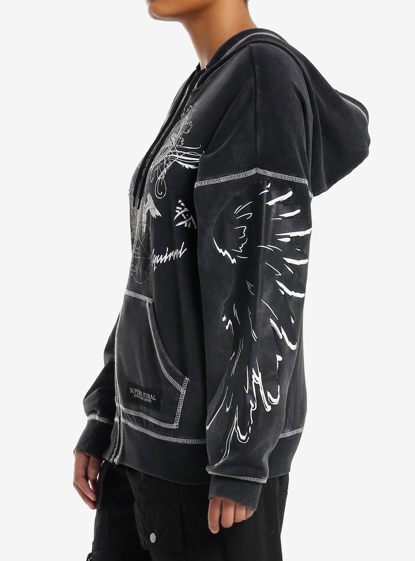 Supernatural Symbols & Wings Girls Oversized Hoodie, , alternate