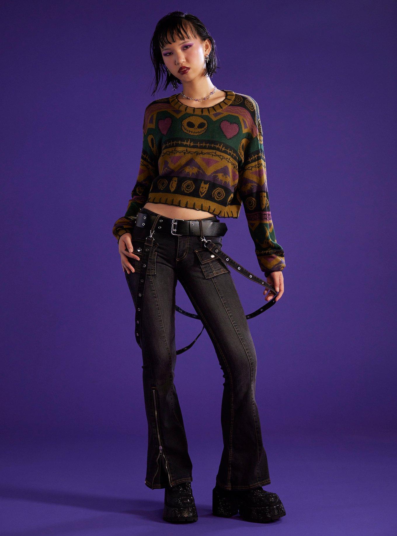 Her Universe The Nightmare Before Christmas Fair Isle Crop Girls Sweater, , hi-res