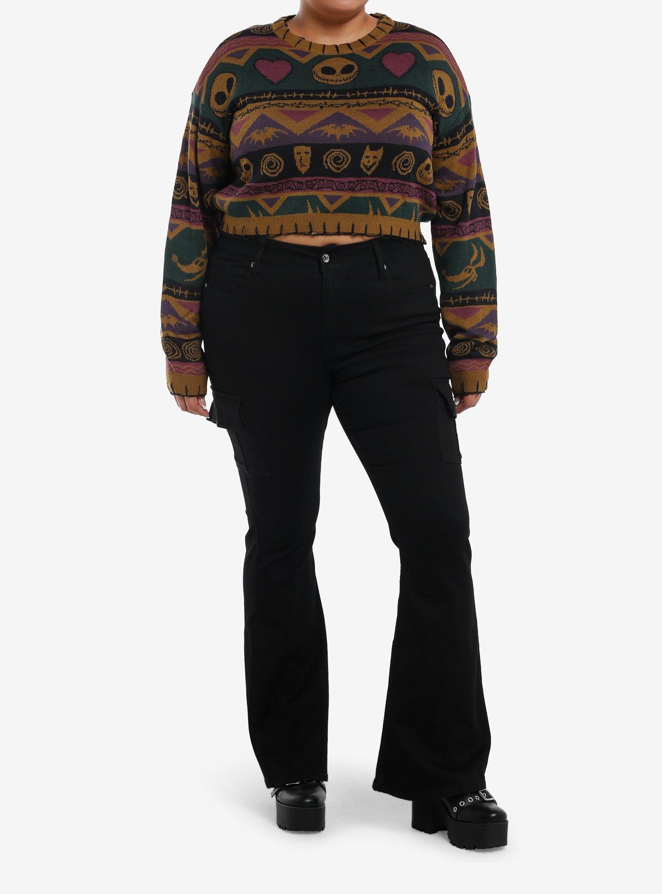 Her Universe The Nightmare Before Christmas Fair Isle Crop Girls Sweater Plus Size, , hi-res