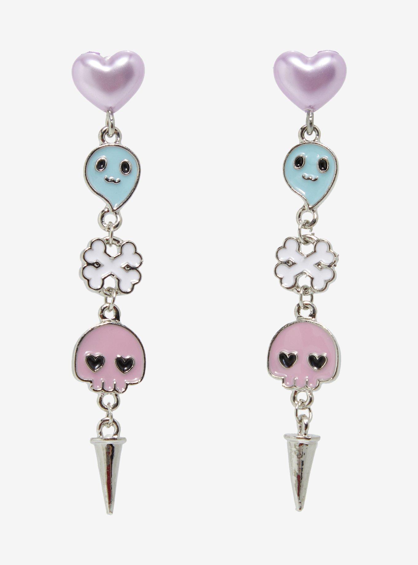 Sweet Society Pastel Ghost Skull Earrings, , alternate