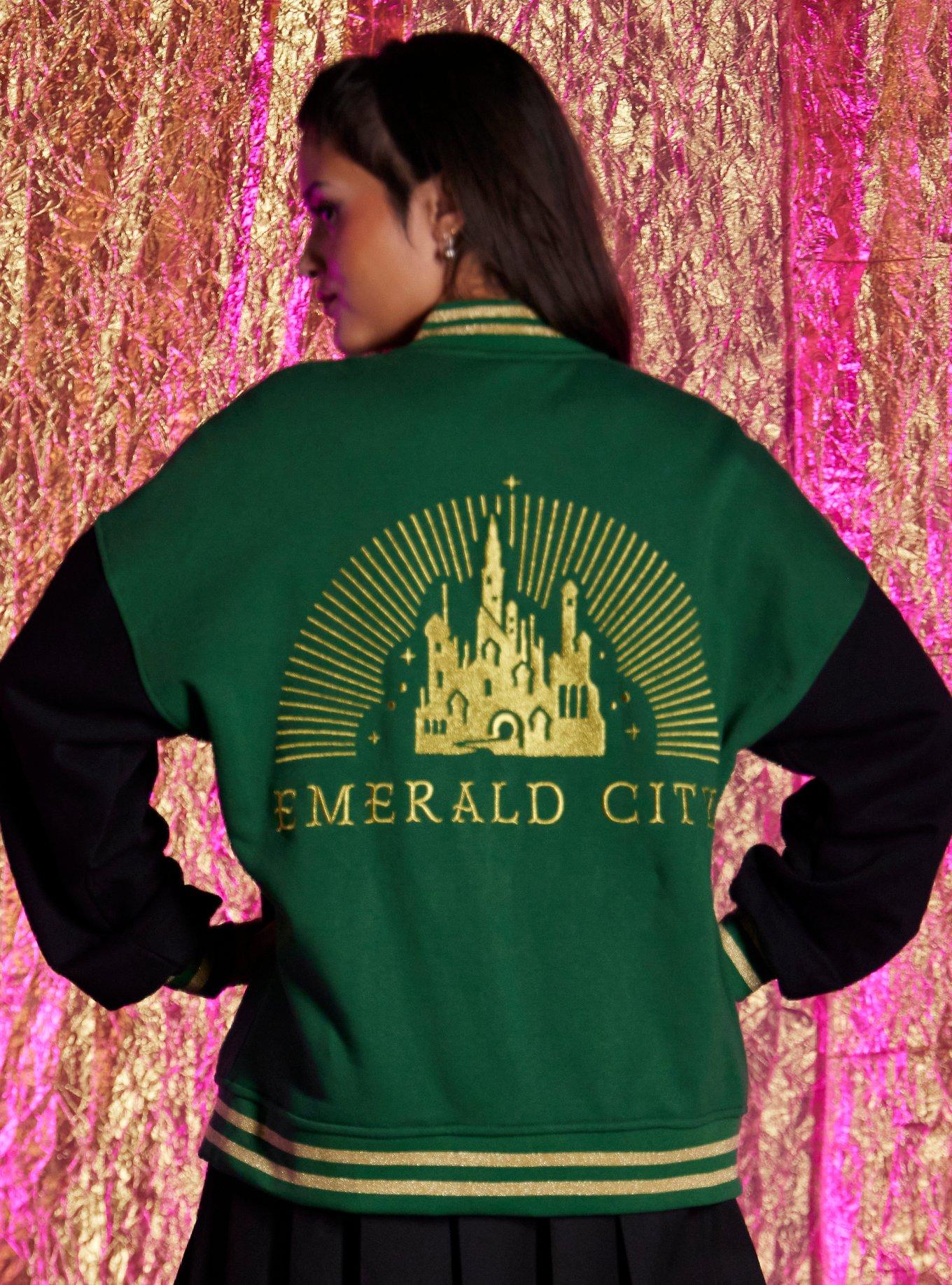 Wicked Emerald City Oversized Varsity Jacket, BLACK, alternate