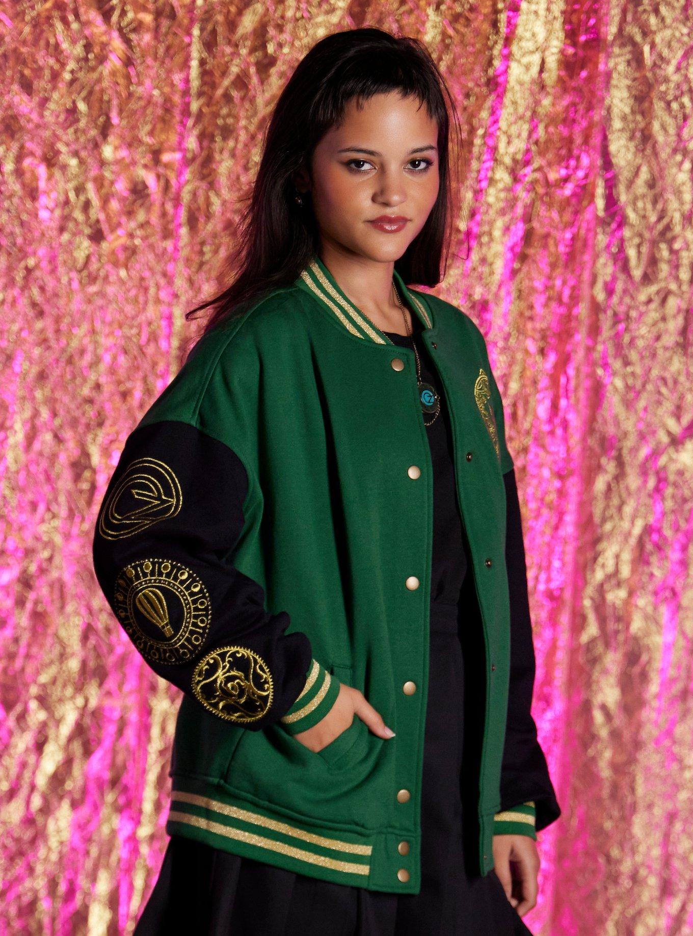 Wicked Emerald City Oversized Varsity Jacket, BLACK, alternate