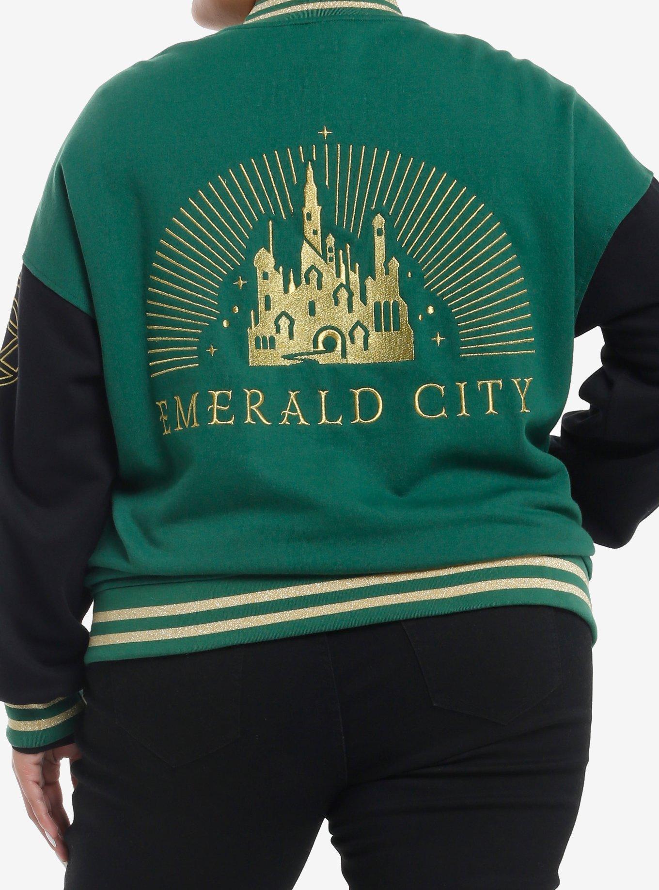 Wicked Emerald City Oversized Varsity Jacket Plus Size, MULTI, alternate