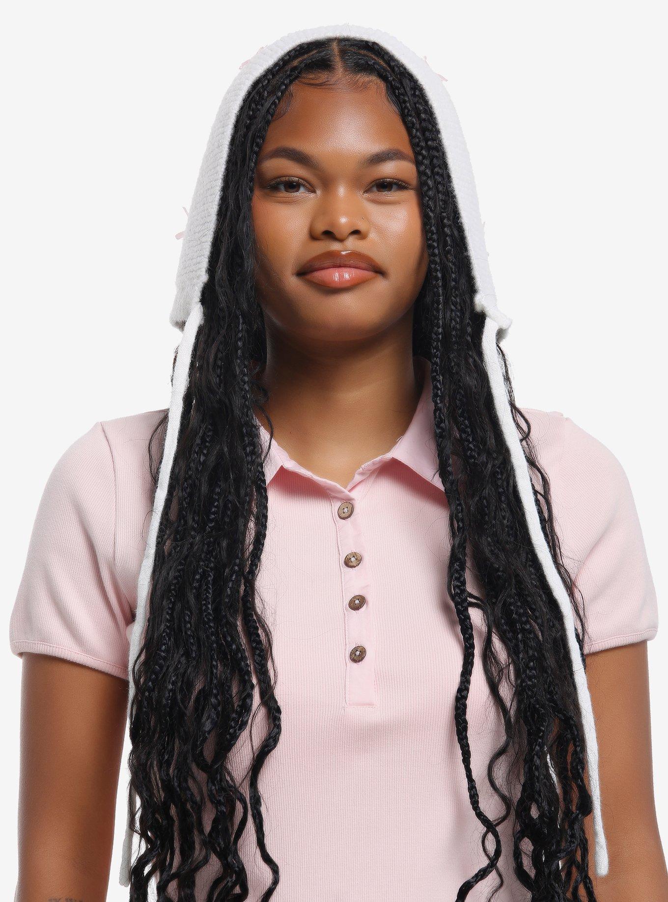 Cream & Pink Bow Knit Bonnet, , alternate