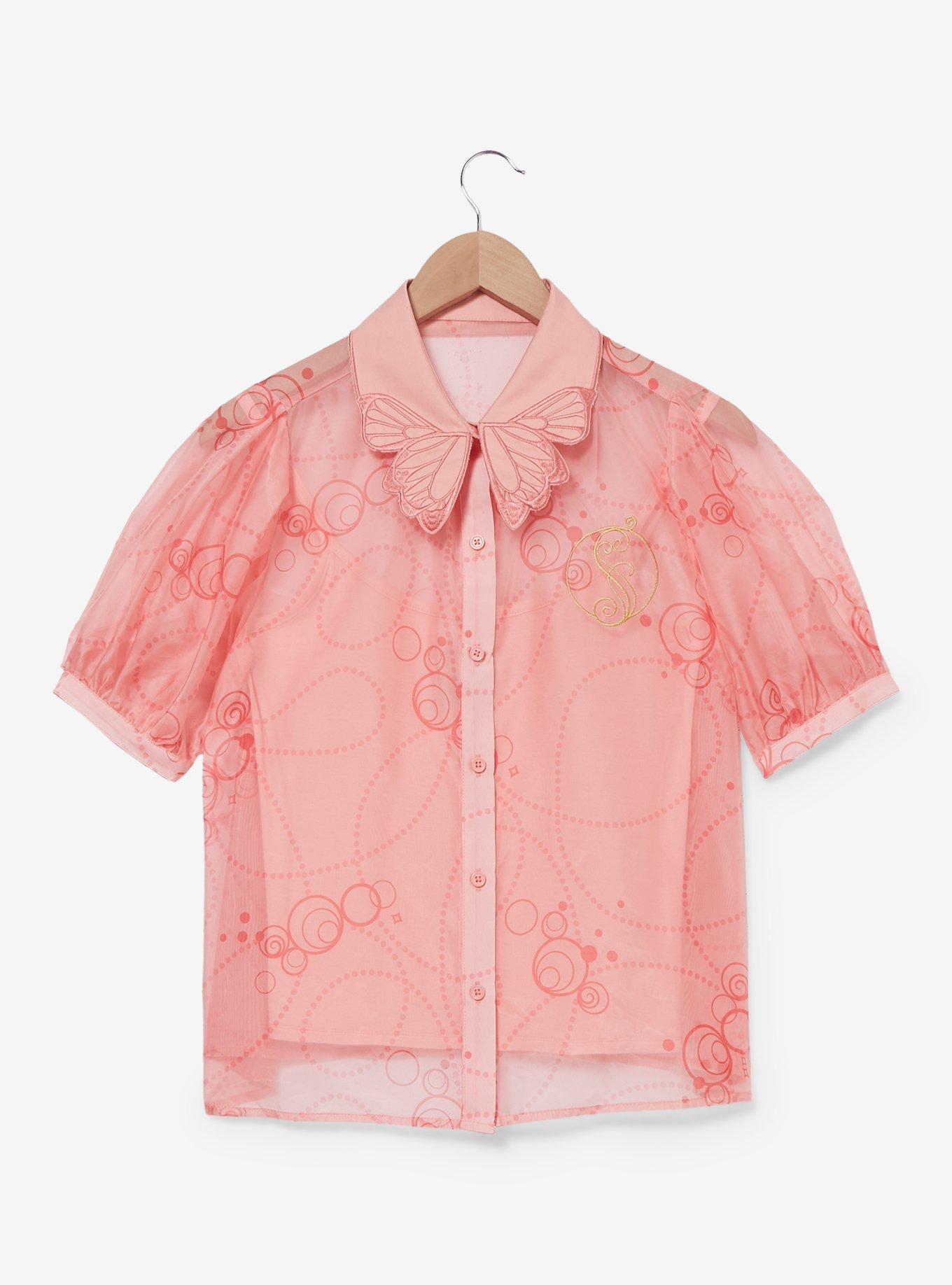 Wicked Glinda Butterfly & Bubble Sheer Women's Button-Up - BoxLunch Exclusive, PINK, alternate