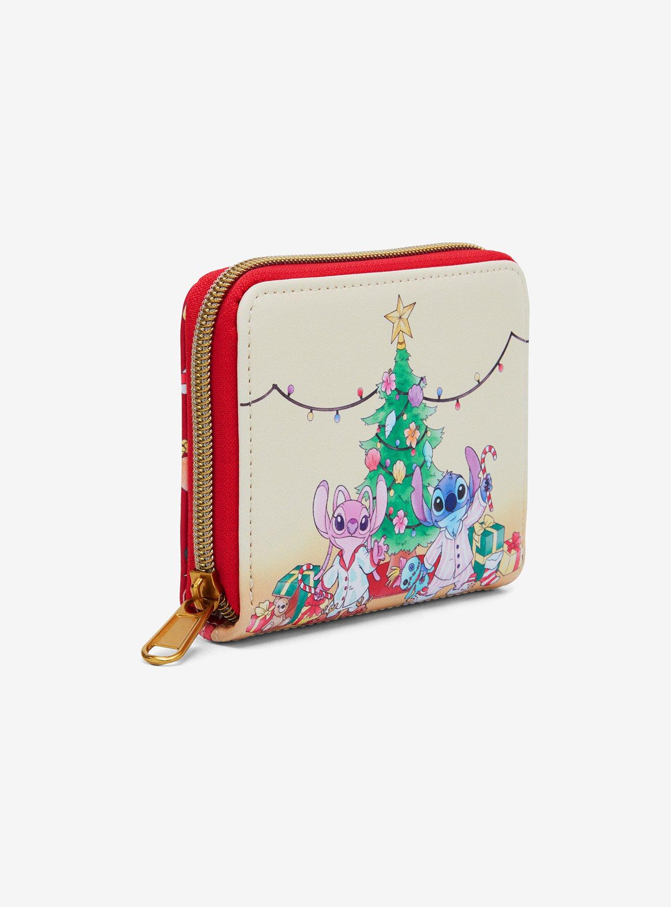 Loungefly Disney Stitch & Angel Holiday Tree Mini Zipper Wallet Hot Topic Exclusive, , hi-res