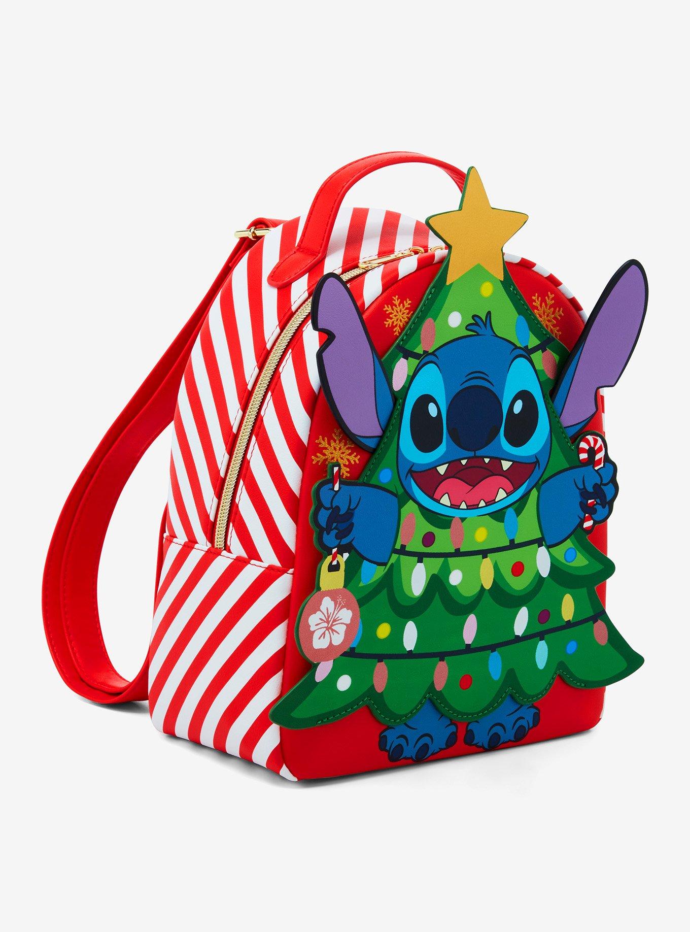 Loungefly Disney Stitch Christmas Tree Figural Mini Backpack Hot Topic Exclusive, , hi-res