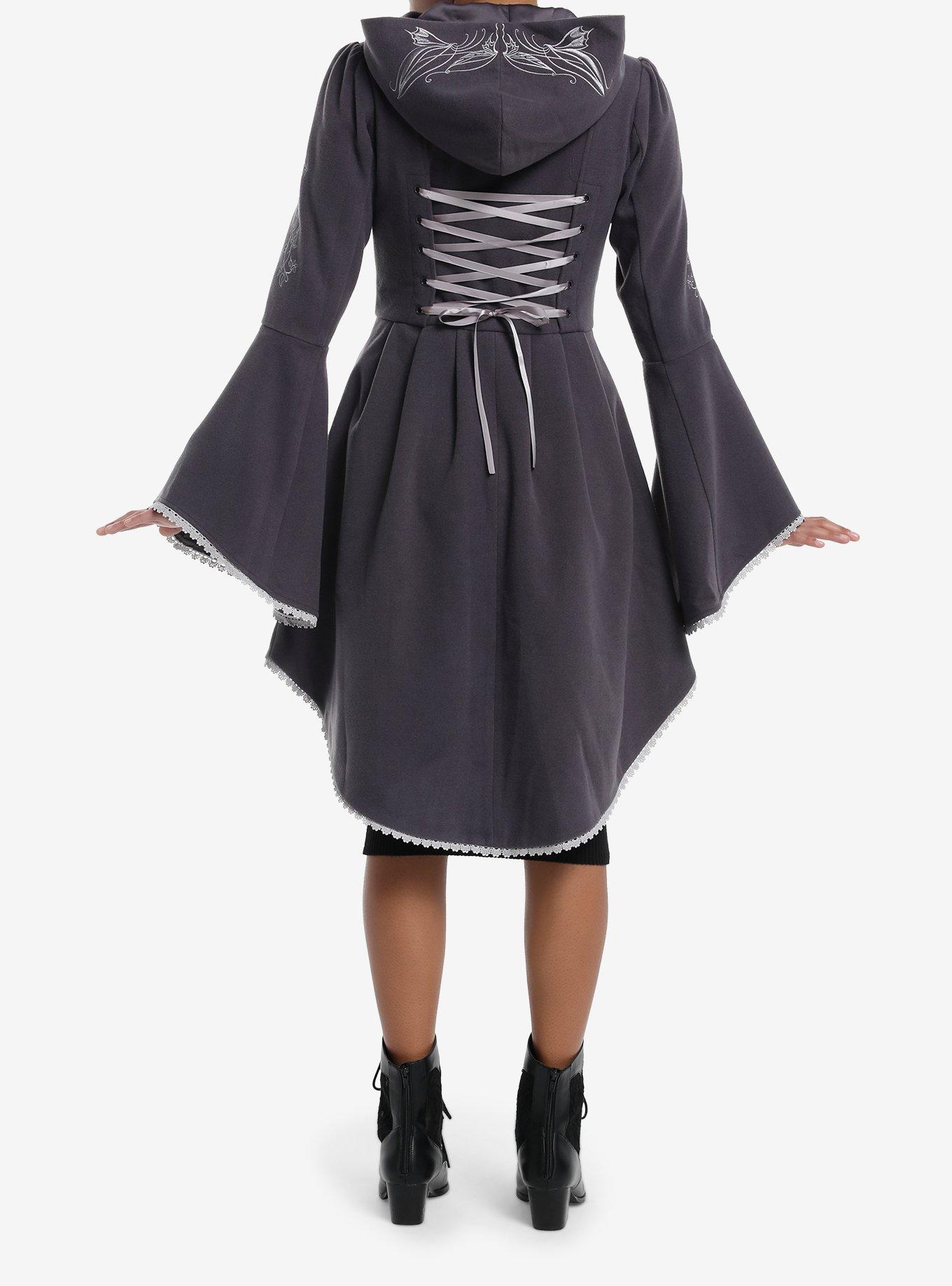 Her Universe The Lord Of The Rings Arwen Bell Sleeve Coat Her Universe Exclusive, CHARCOAL, alternate