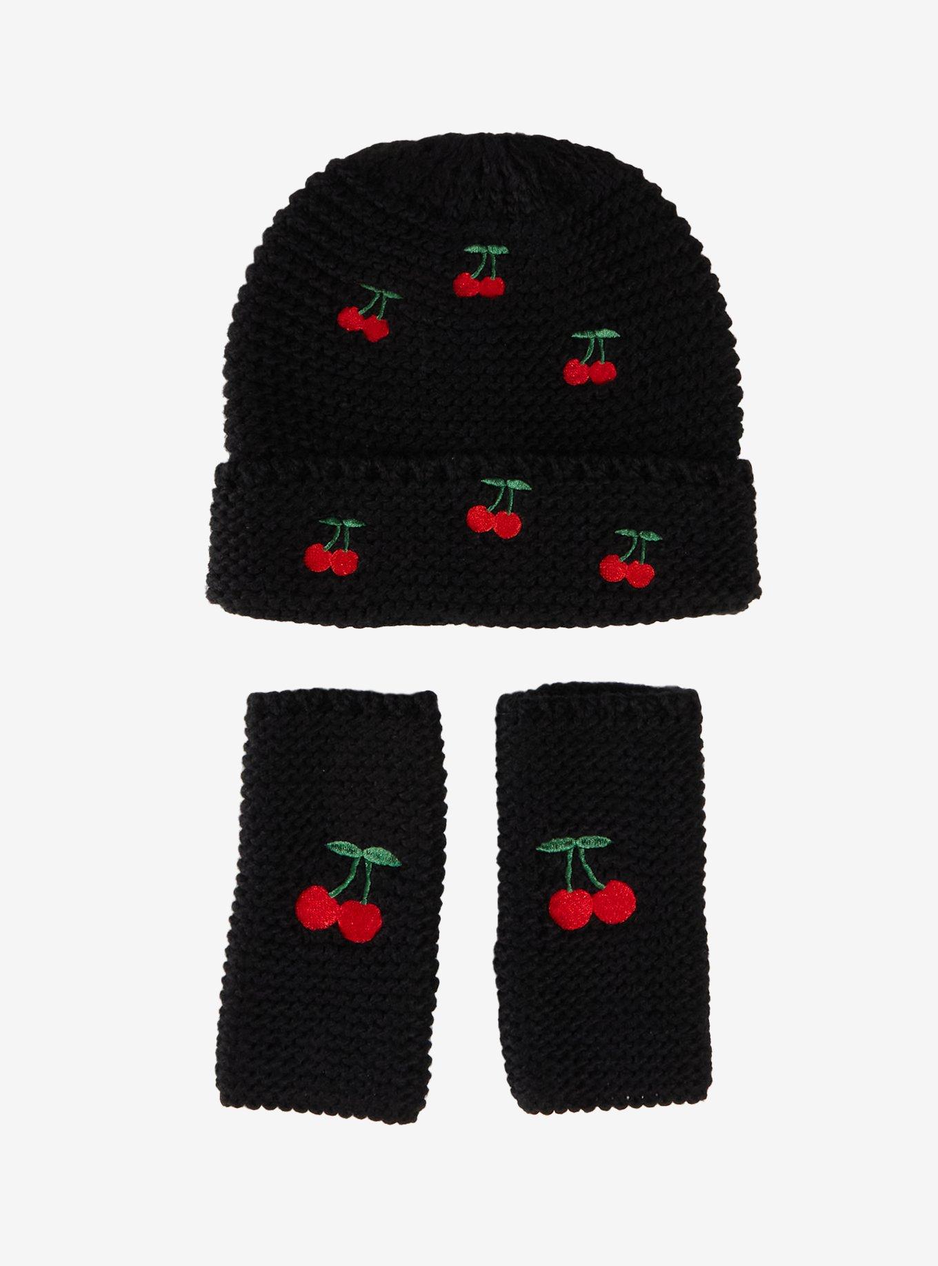 Cherry Chunky Knit Beanie, , hi-res