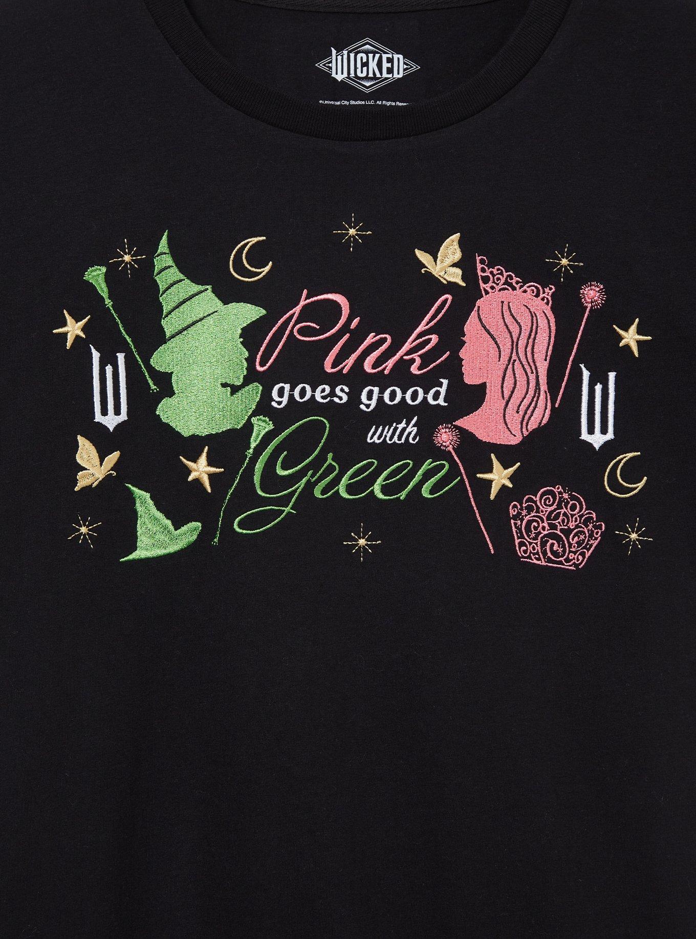 Wicked Glinda & Elphaba Icon Silhouettes Women's T-Shirt - BoxLunch Exclusive, BLACK, alternate