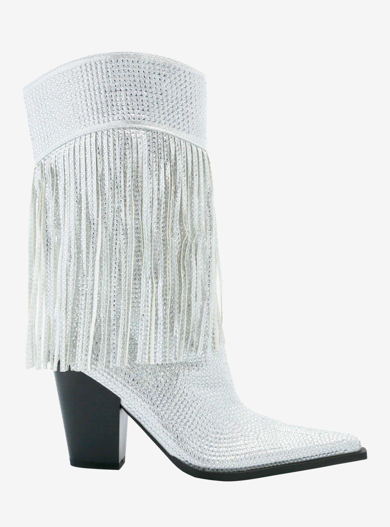 Azalea Wang Rhinestones Fringe Cowgirl Boots