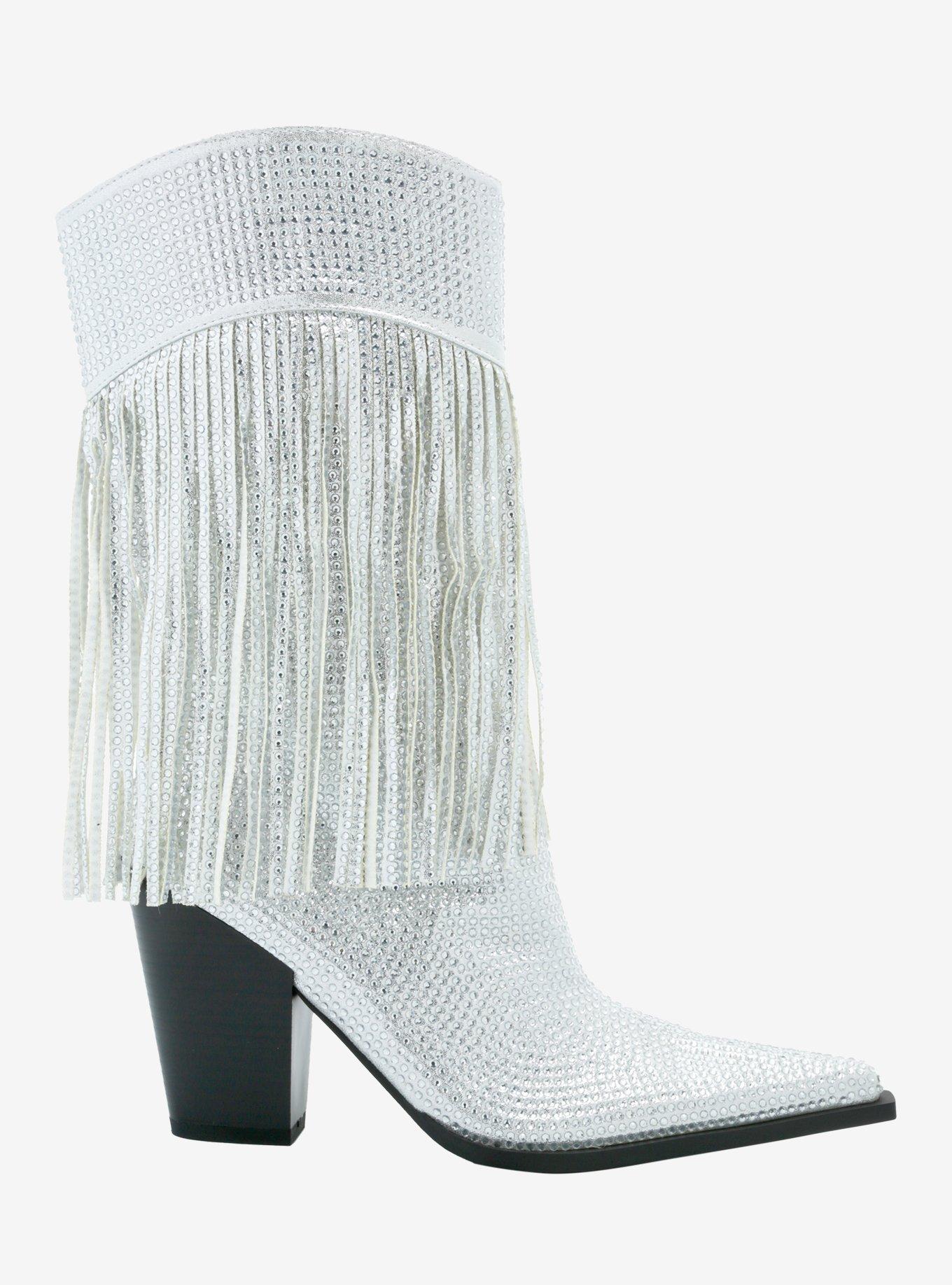 Azalea Wang Rhinestones Fringe Cowgirl Boots, , hi-res