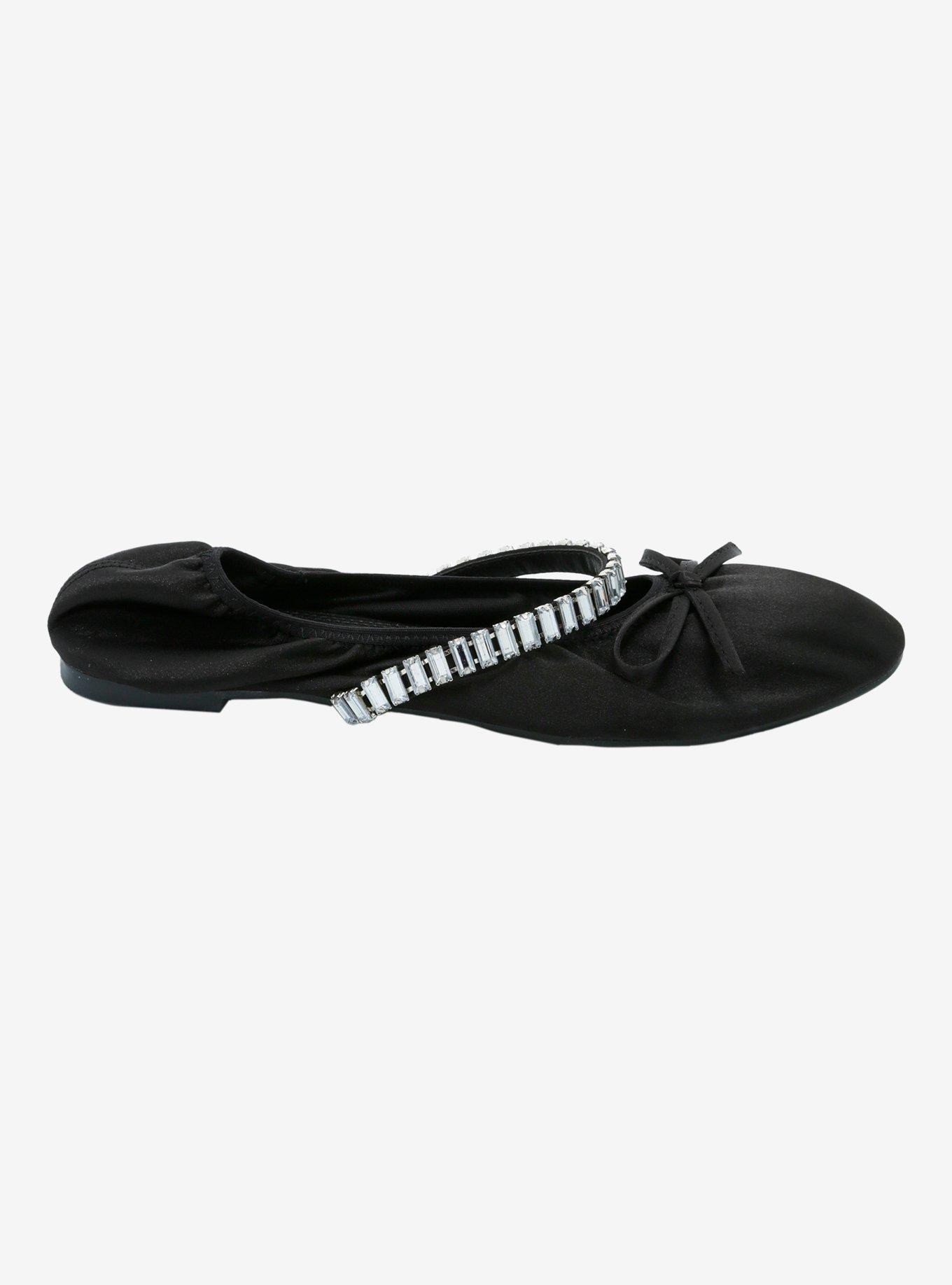 Azalea Wang Black Diamante Flats, MULTI, alternate