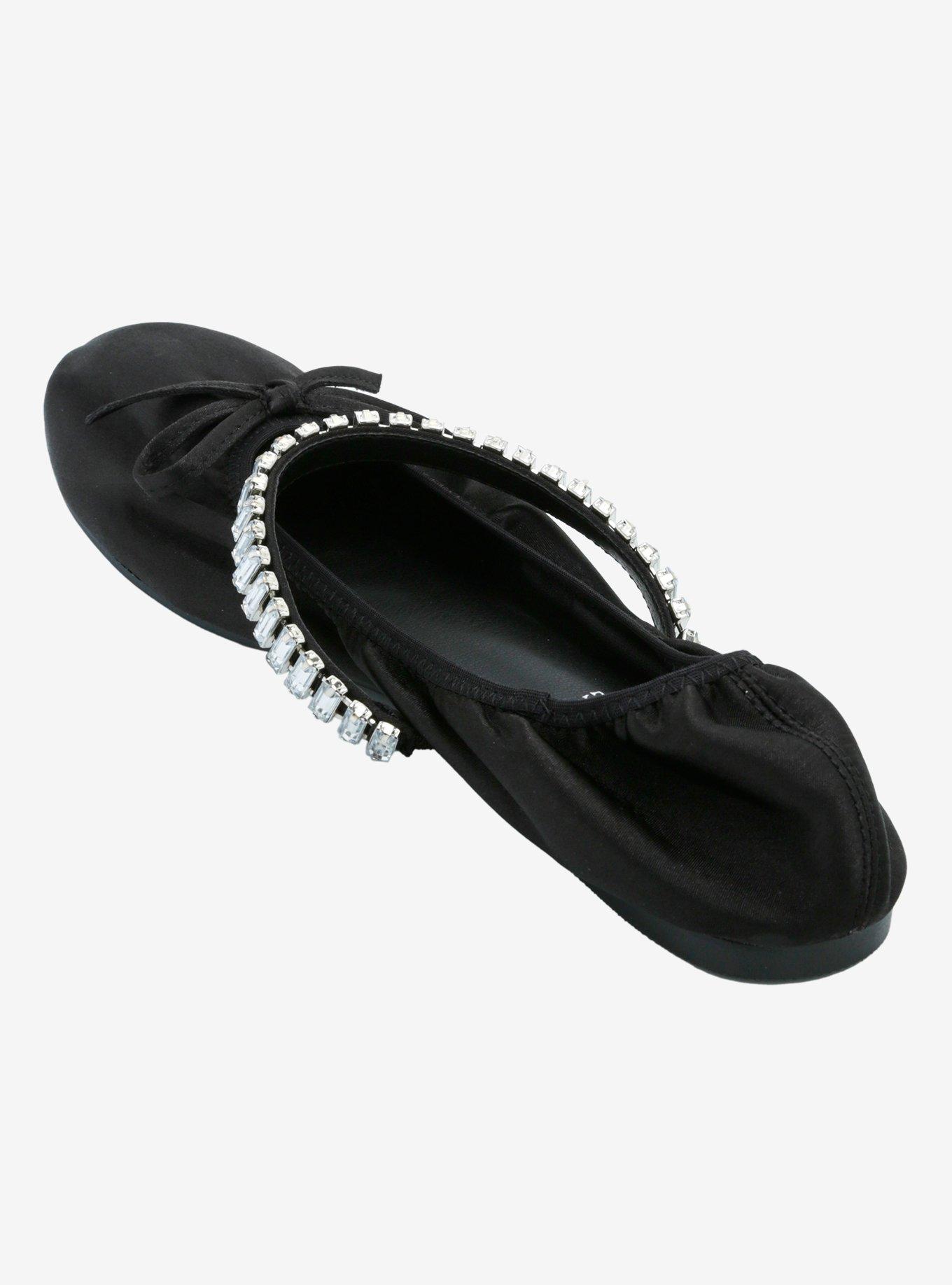 Azalea Wang Black Diamante Flats, MULTI, alternate