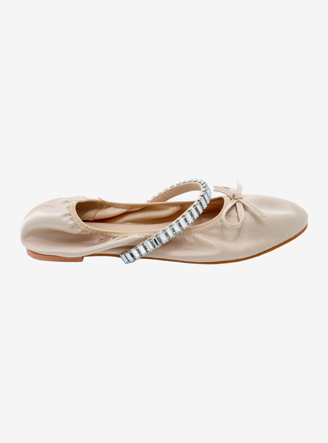 Azalea Wang Tan Diamante Flats, , hi-res