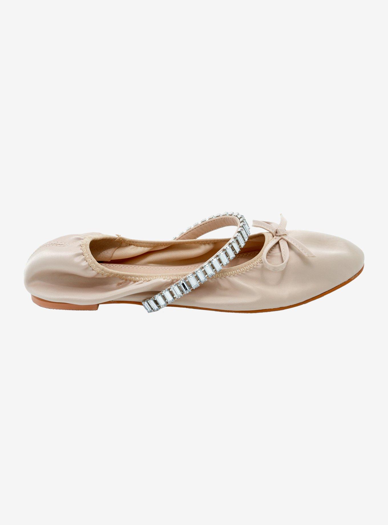 Azalea Wang Tan Diamante Flats, MULTI, alternate