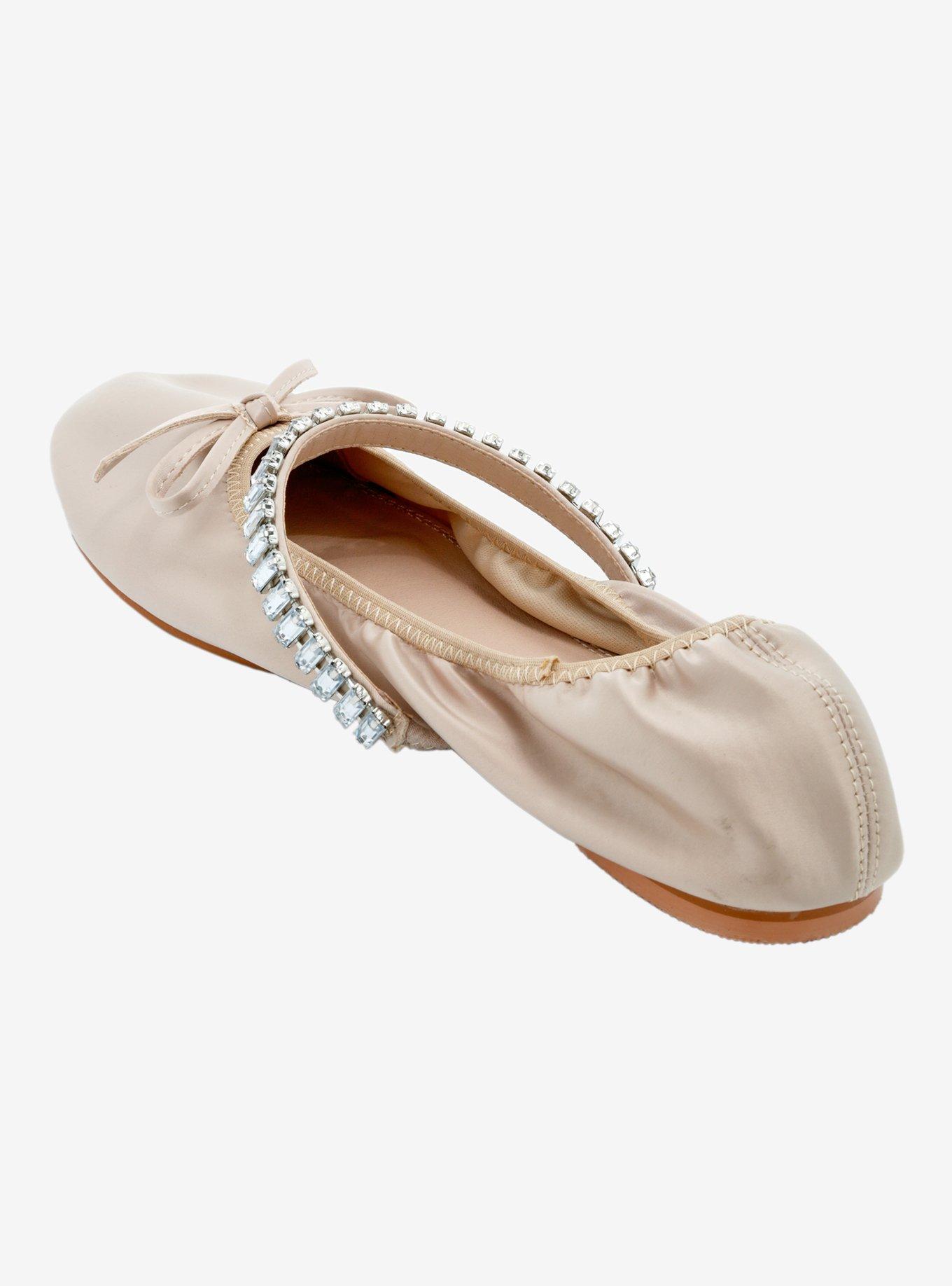 Azalea Wang Tan Diamante Flats, MULTI, alternate