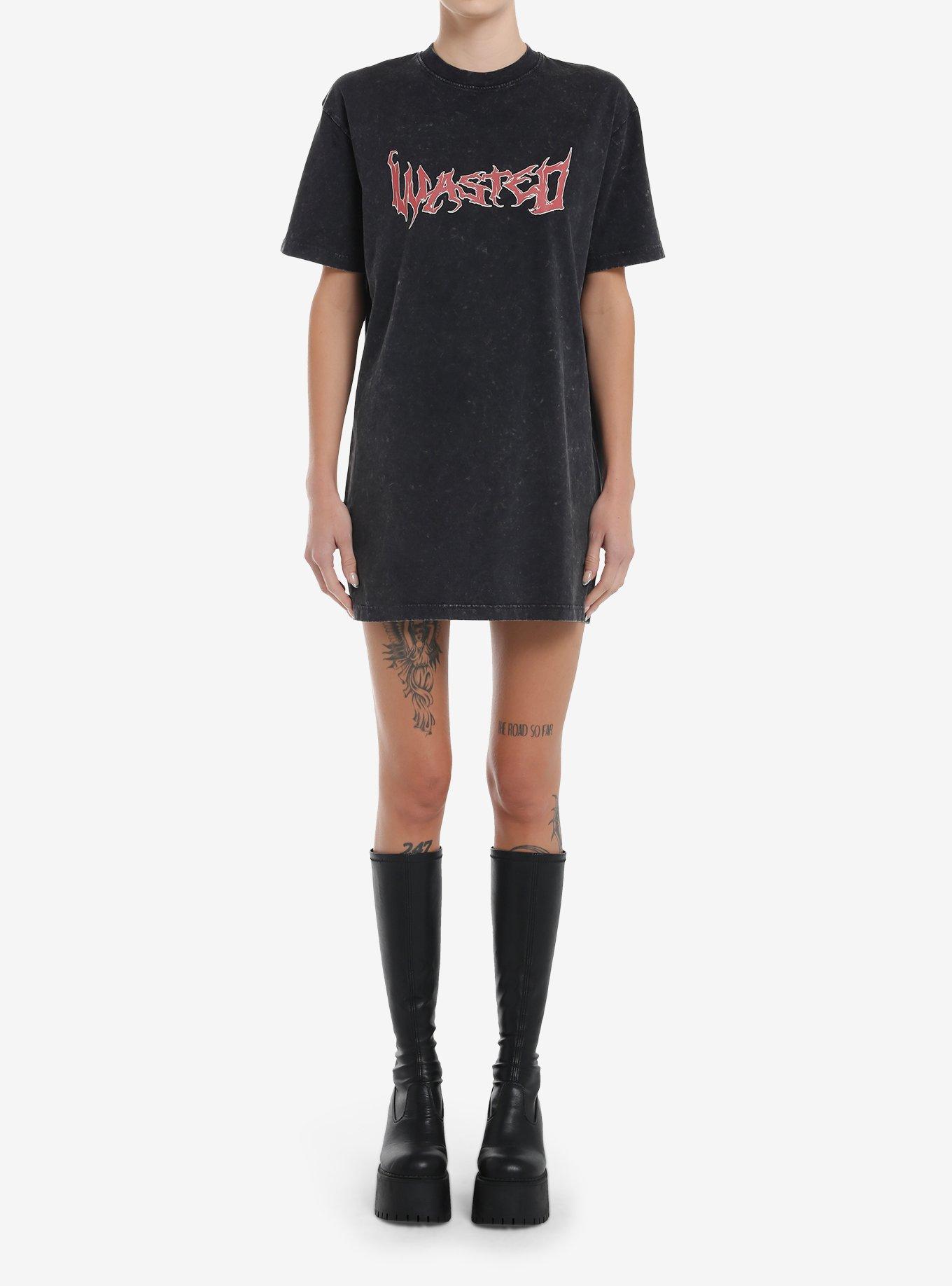 Social Collision Wasted Dark Wash Girls Oversized T-Shirt, , hi-res