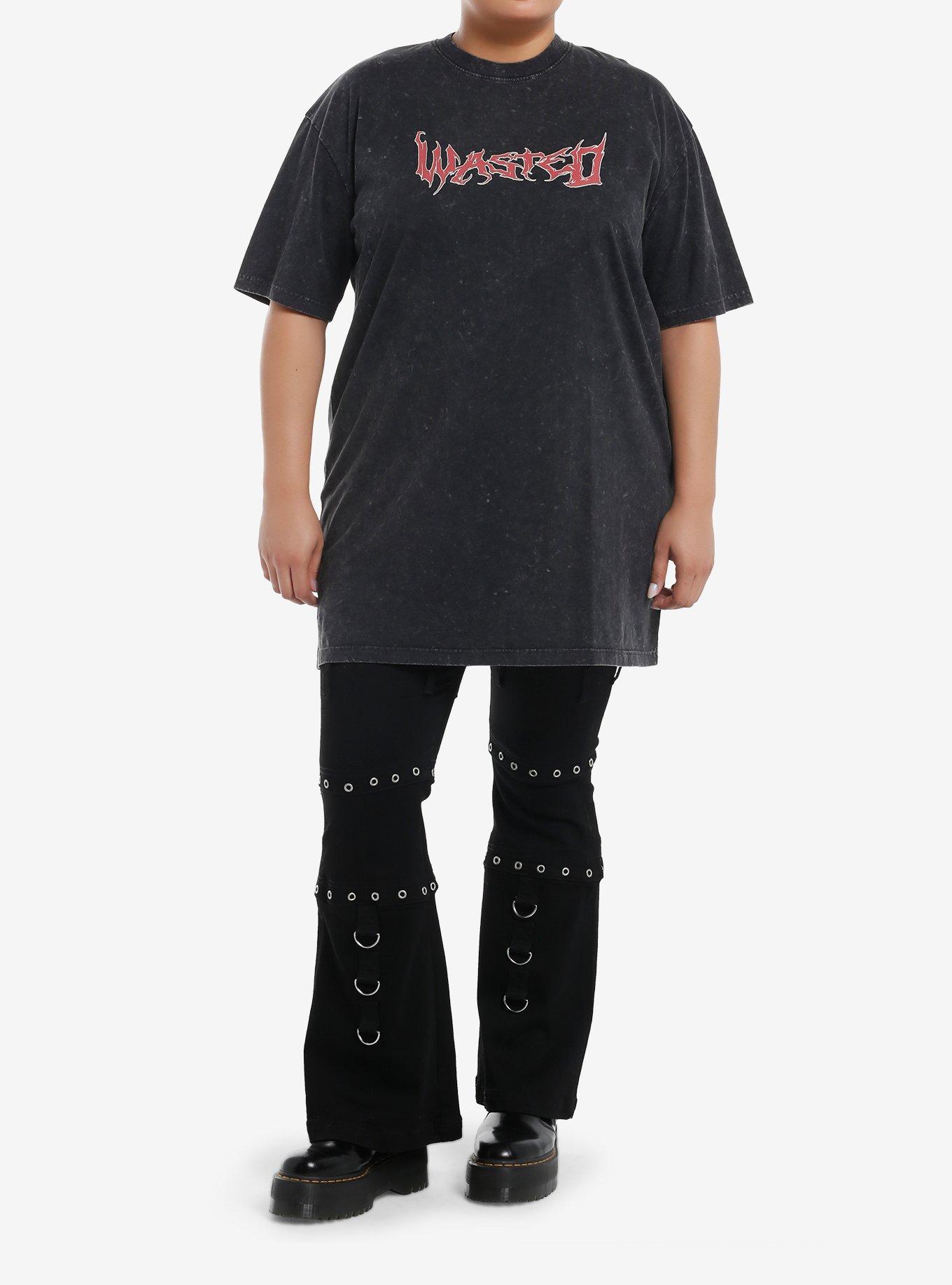 Social Collision Wasted Dark Wash Girls Oversized T-Shirt Plus Size, , hi-res