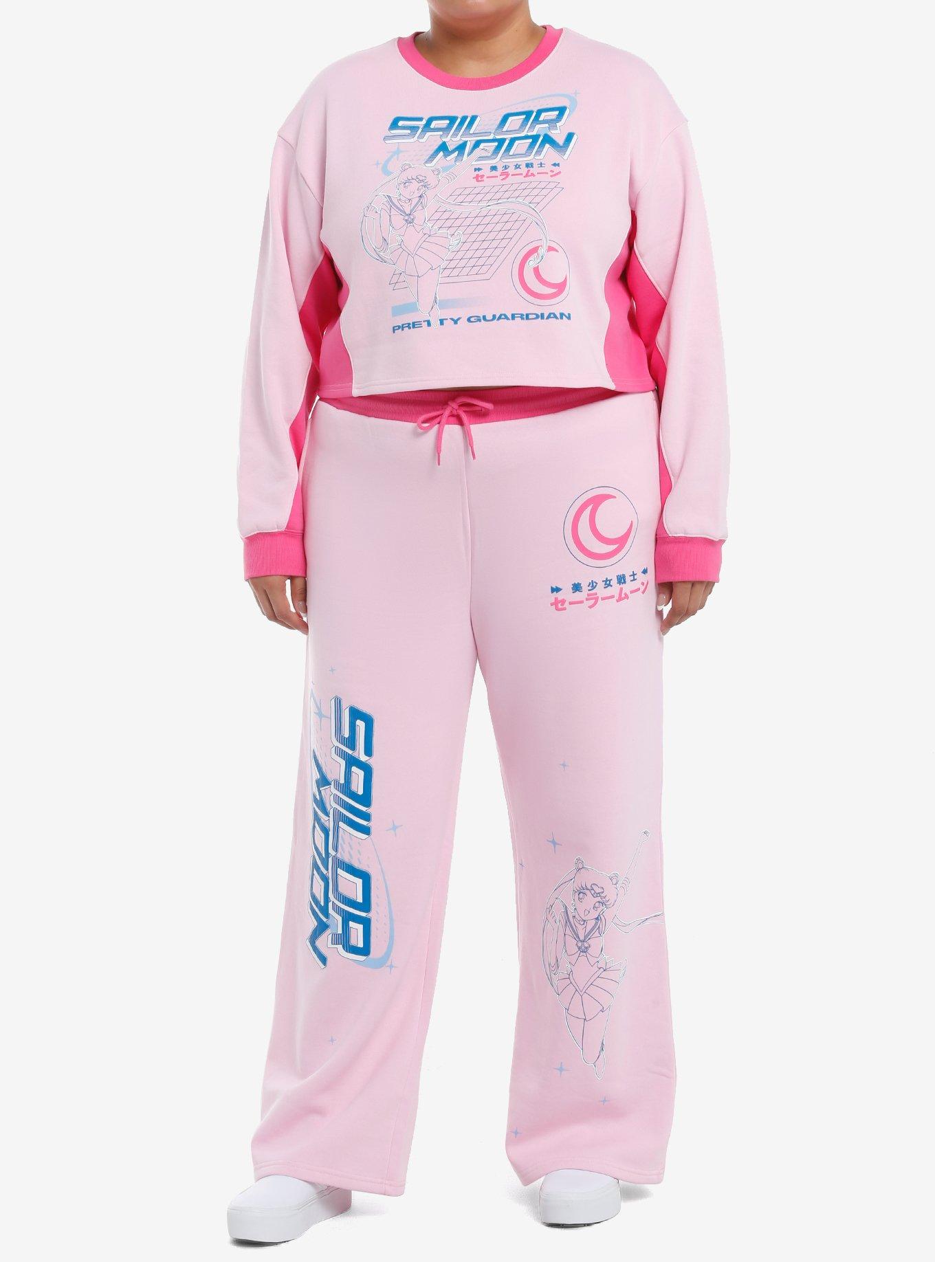 Pretty Guardian Sailor Moon Color-Block Girls Crop Sweatshirt Plus Size, PINK, alternate
